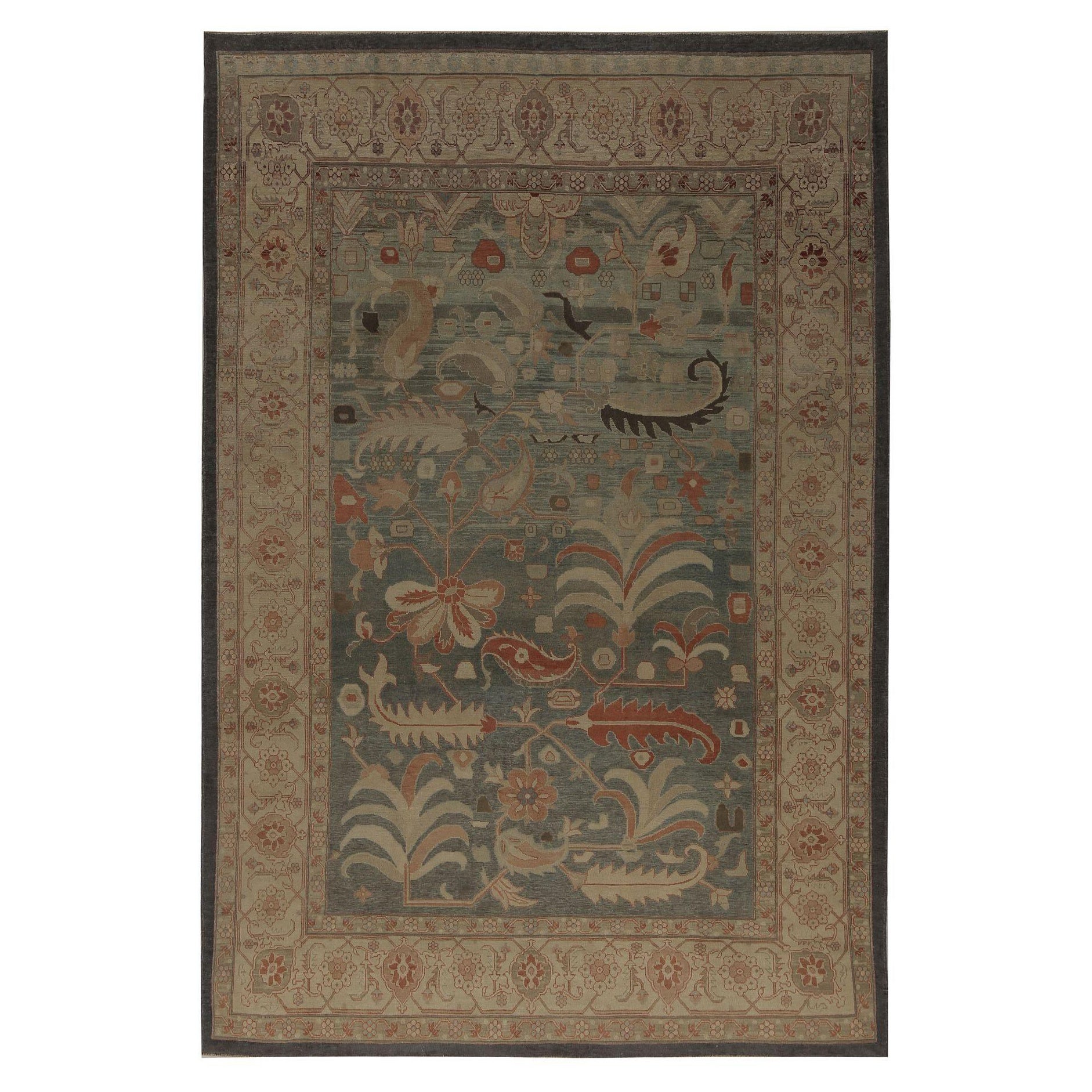 Persische Heriz-Teppiche - Wolle Blau Elfenbein Design - 97206 im Angebot