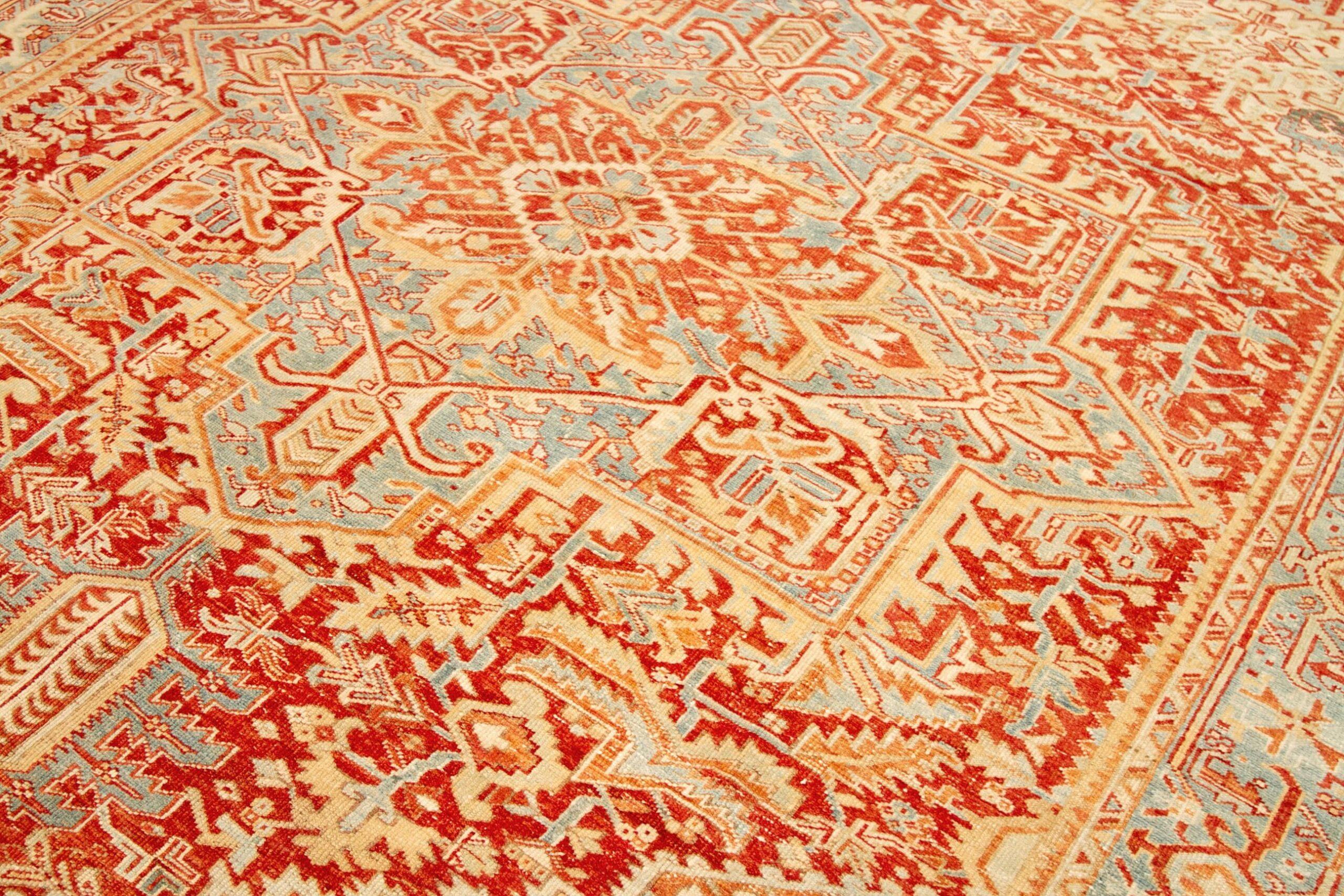 Iracheno Tappeti persiani Heriz - Lana Blu Avorio Rosso Giallo - 92688 in vendita