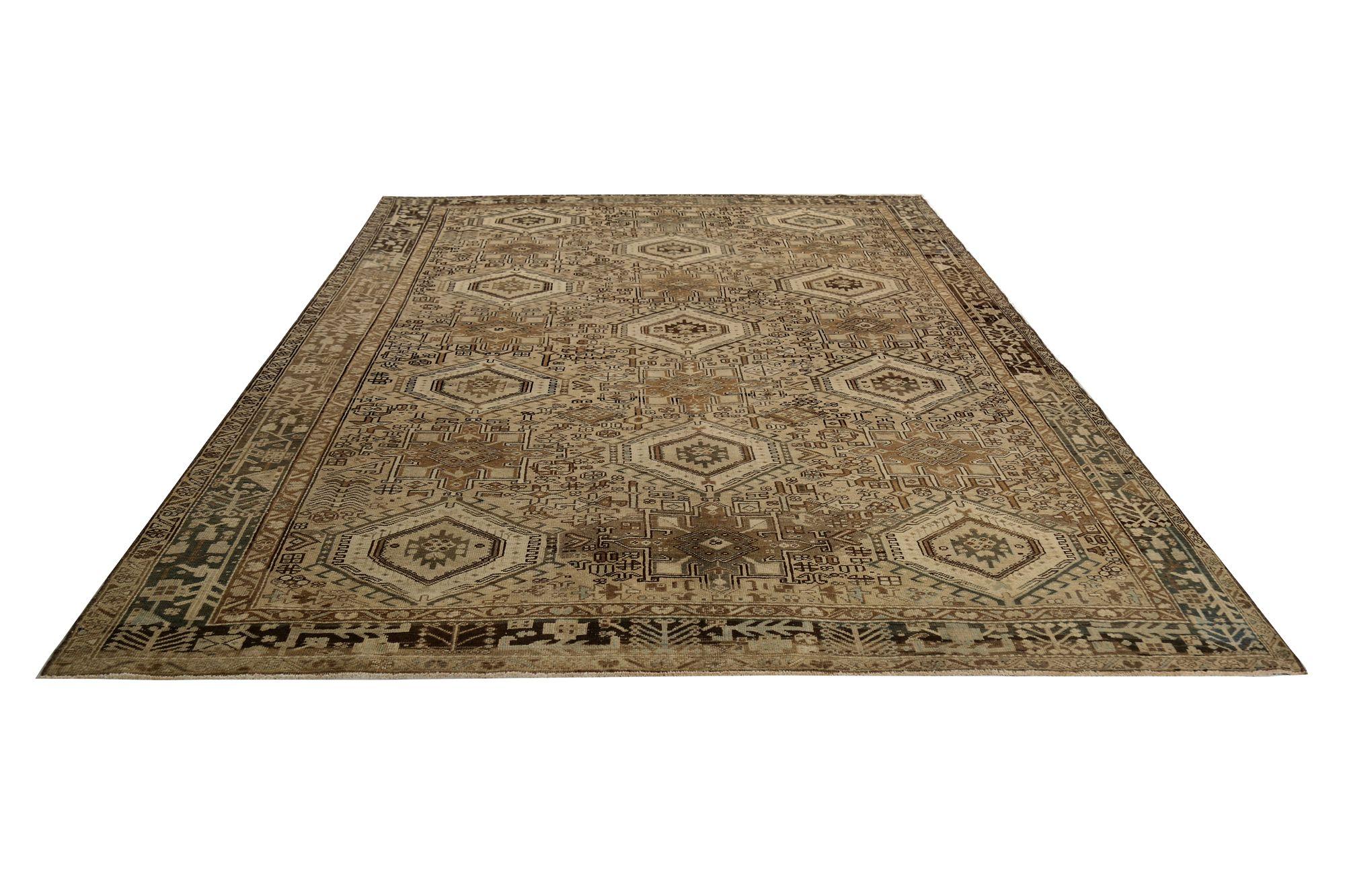 Tappeti persiani Heriz - Design marrone in lana - 96879 In condizioni ottime in vendita a Dallas, TX