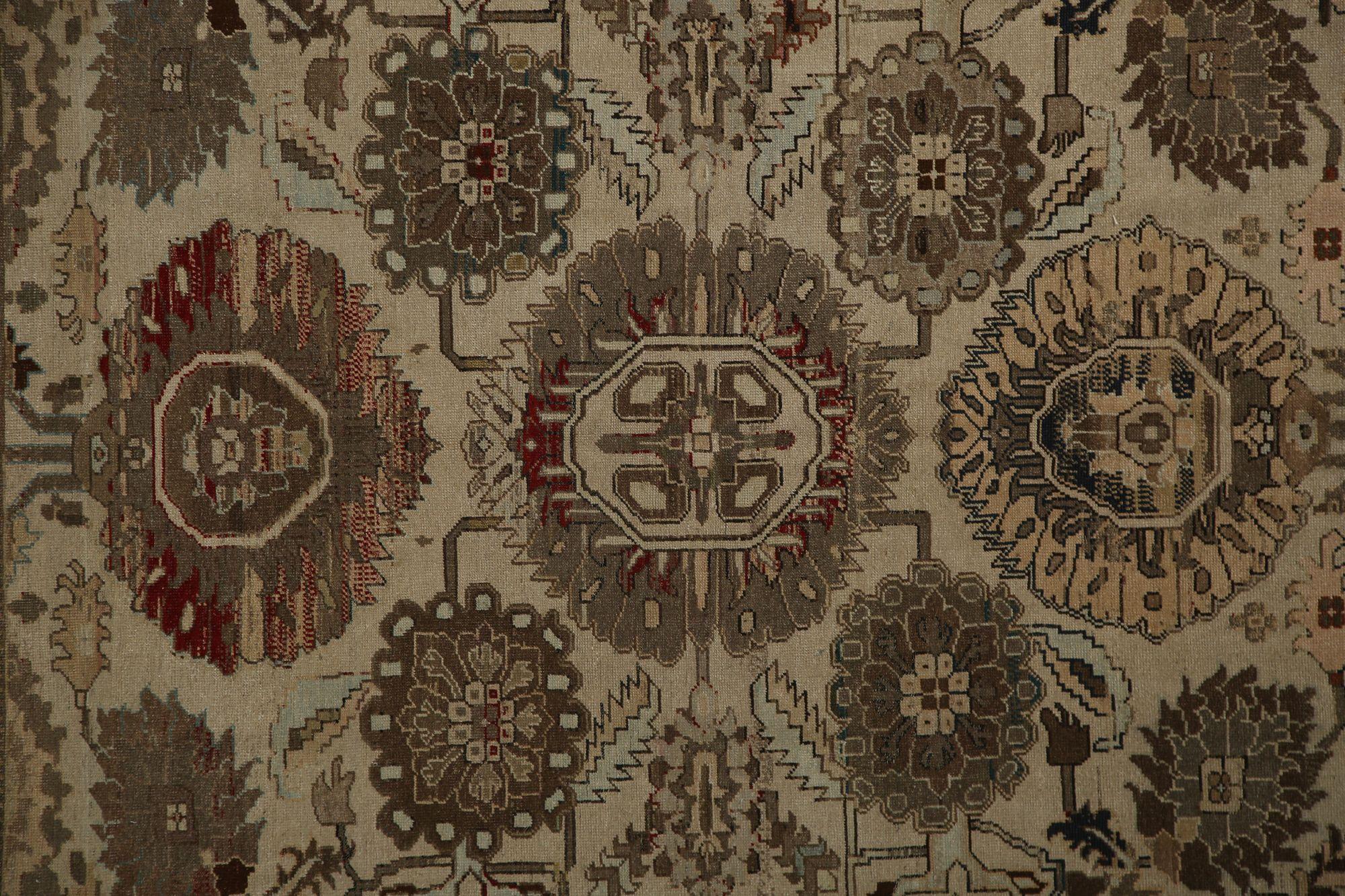 Persische Heriz Teppiche - Wolle Braun Elfenbein Rot Design - 97776 (Irakisch) im Angebot