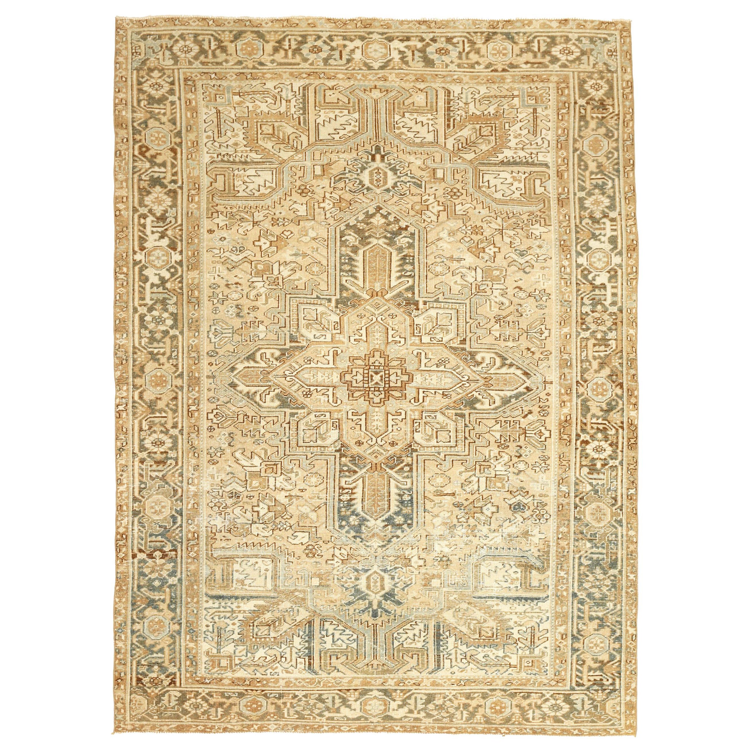 Persische Heriz Teppiche - Wolle Braun Elfenbein Taupe Design - 92701 im Angebot