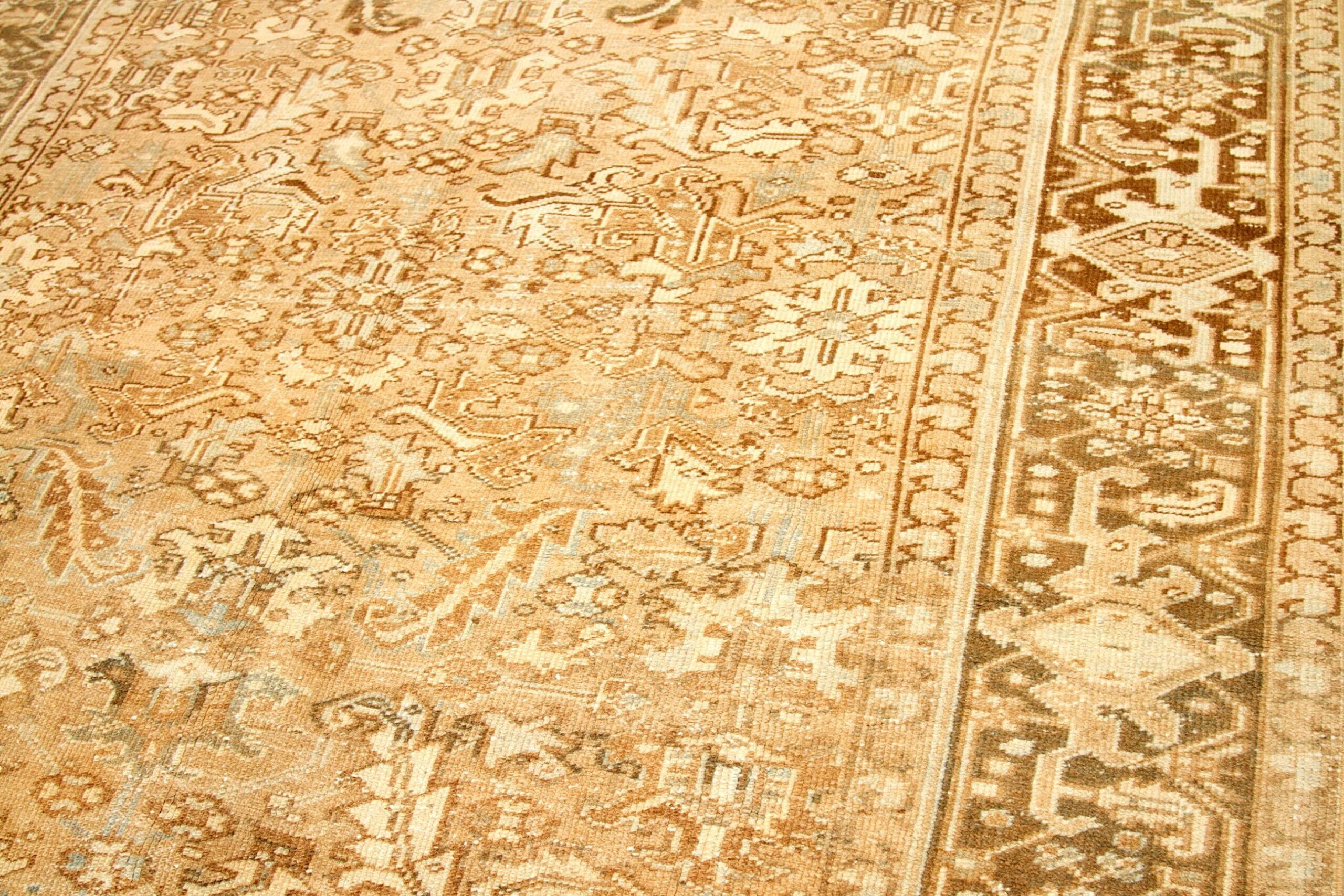 Irakien Tapis de sol Persan Heriz - Laine Brown Ivory Taupe Design - 92702 en vente
