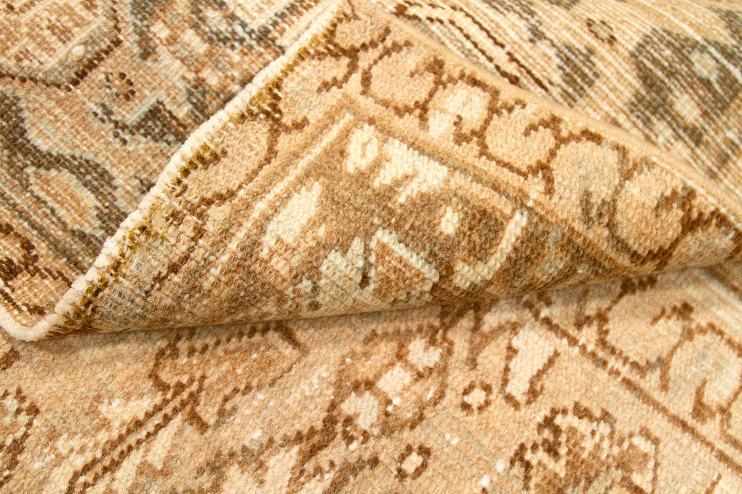 Tapis de sol Persan Heriz - Laine Brown Ivory Taupe Design - 92702 Excellent état - En vente à Dallas, TX