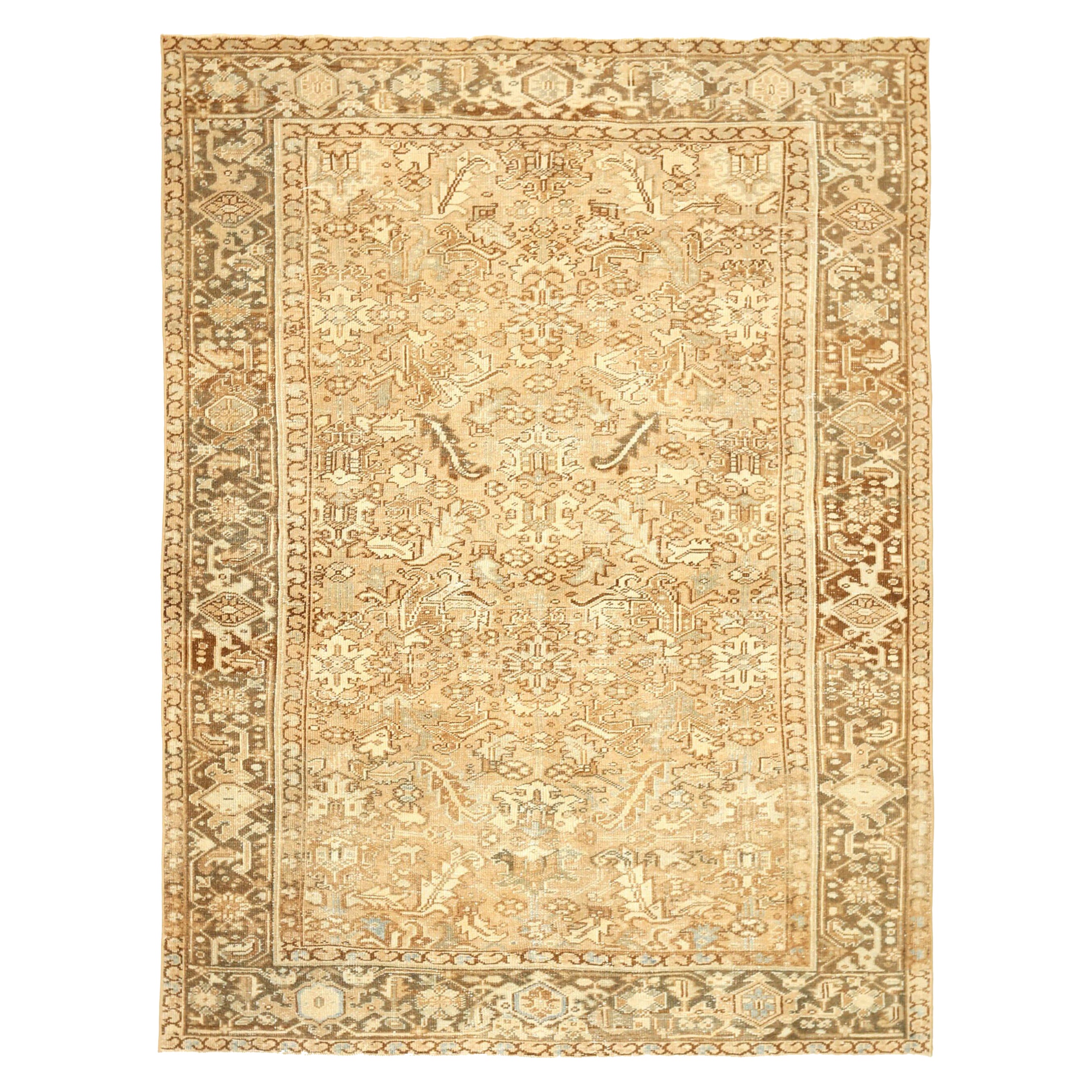 Persische Heriz Teppiche - Wolle Braun Elfenbein Taupe Design - 92702