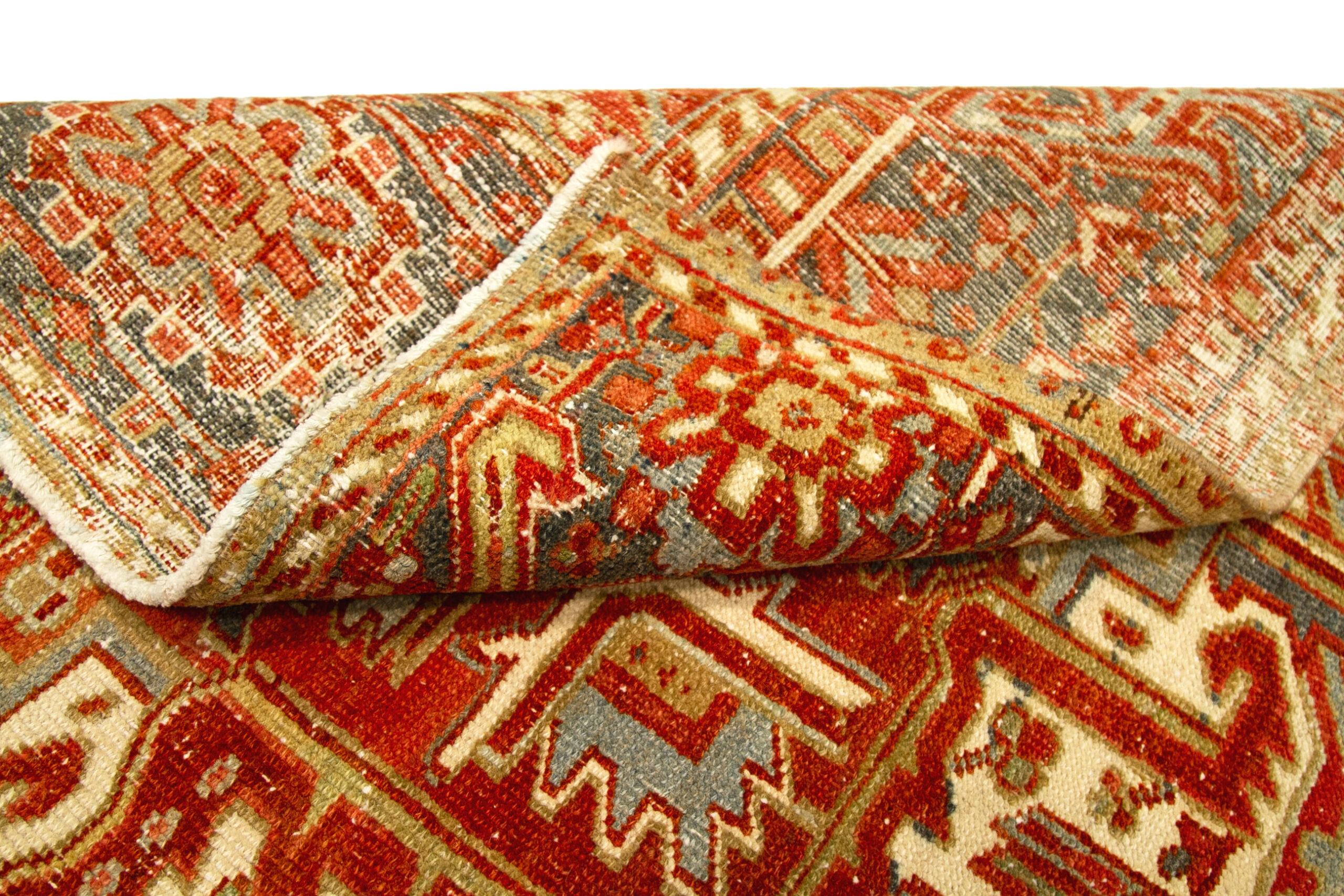 Persische Heriz-Teppiche - Wolle Grau Elfenbein Rot Design - 92707 im Zustand „Hervorragend“ im Angebot in Dallas, TX