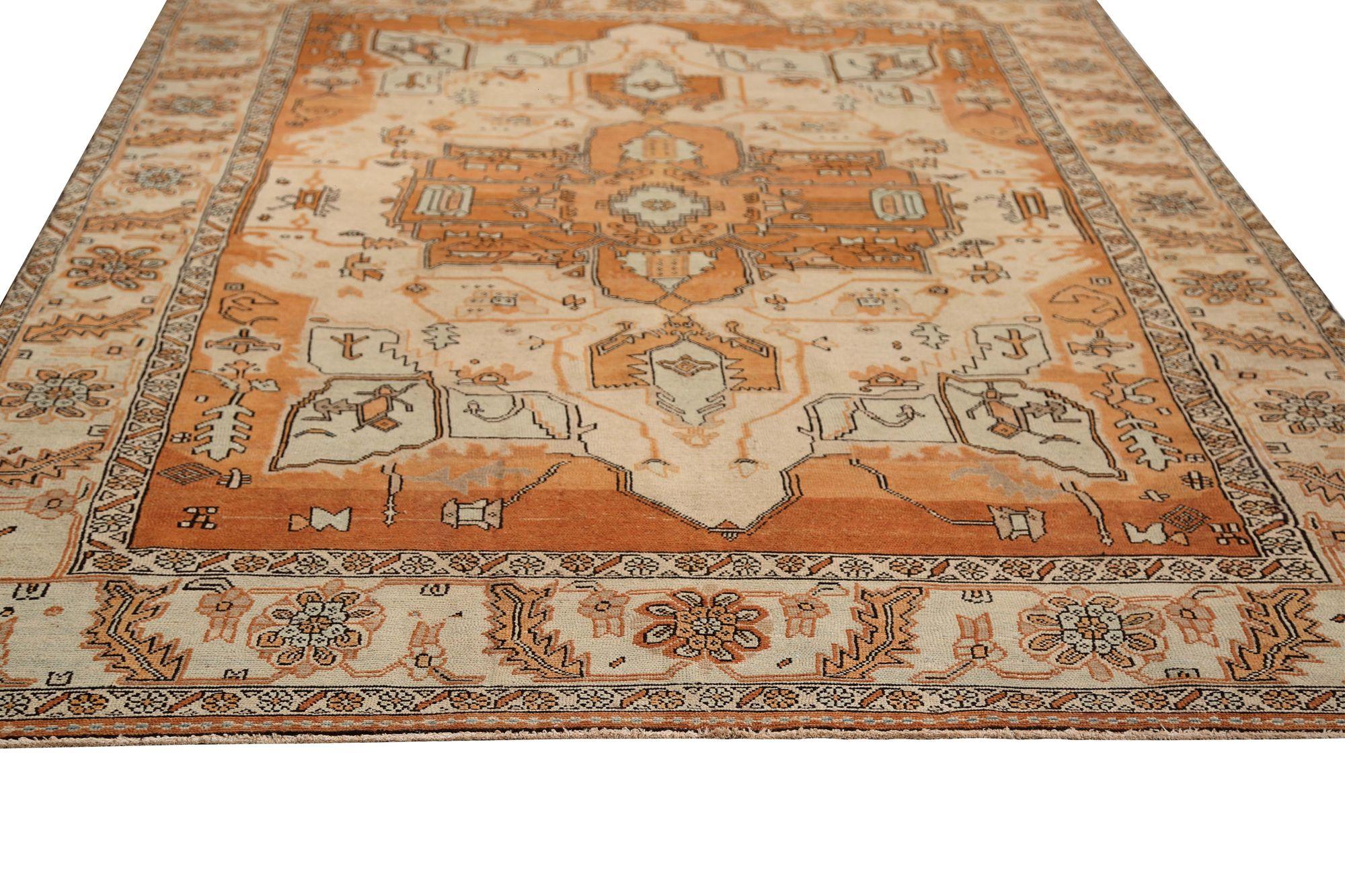 Persische Heriz-Teppiche - Wolle Elfenbein Orange Design - 97167 (Irakisch) im Angebot