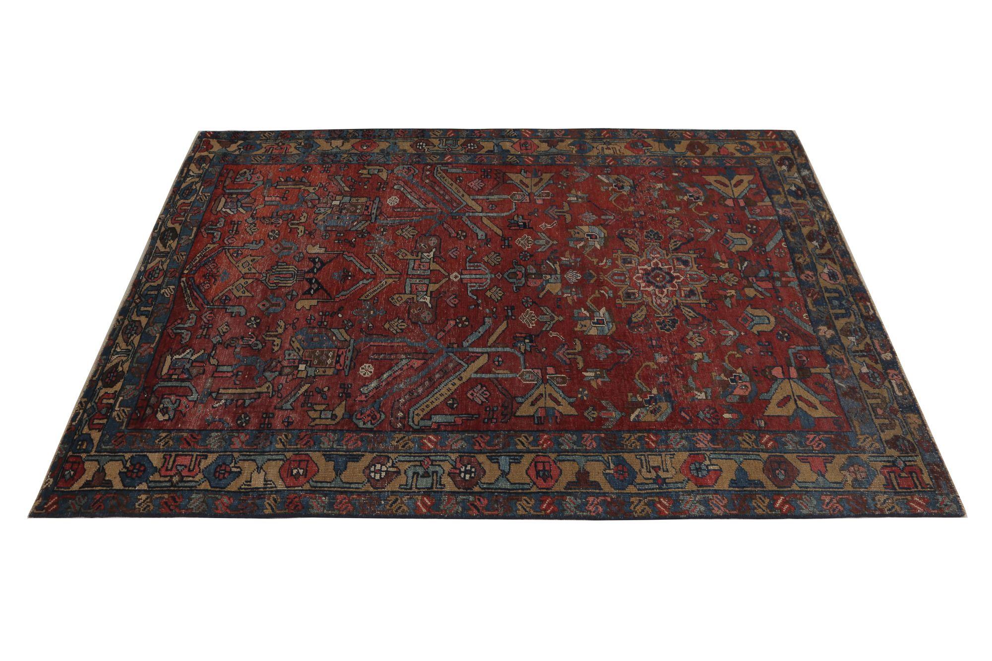 Persische Heriz-Teppiche - Wolle in Rot und Taupe mit Muster - 97999 im Zustand „Hervorragend“ im Angebot in Dallas, TX