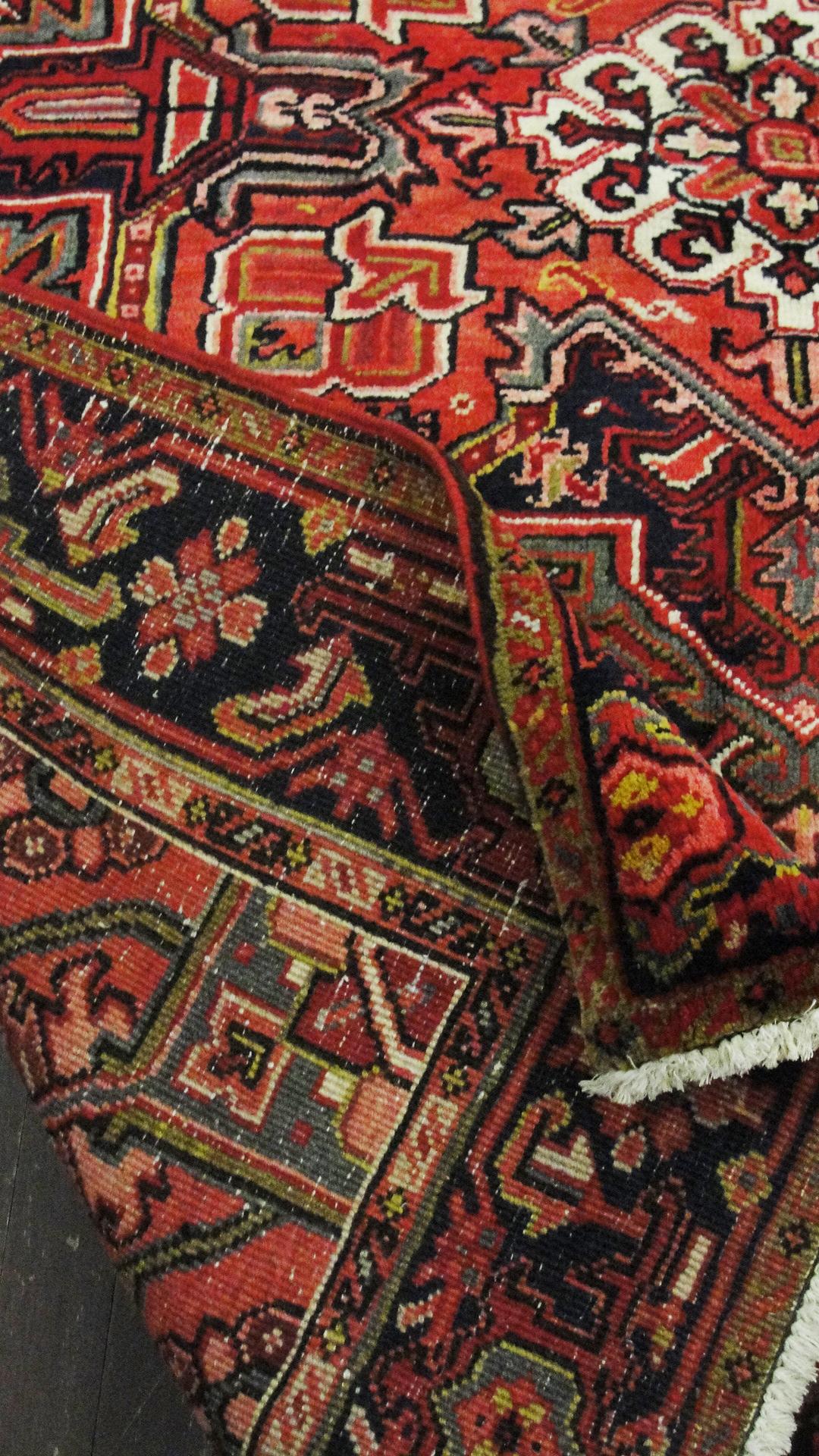Hand-Knotted Persian Heriz Carpet