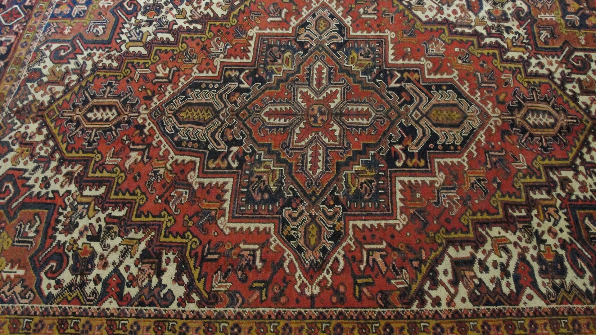 Hand-Knotted Persian Heriz Carpet