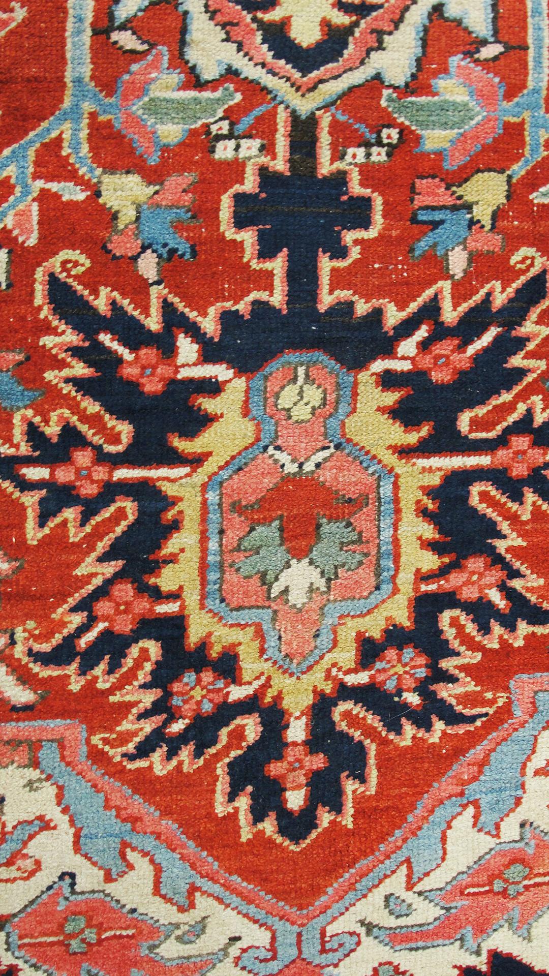 Hand-Knotted Persian Heriz Carpet, Incredible Colors