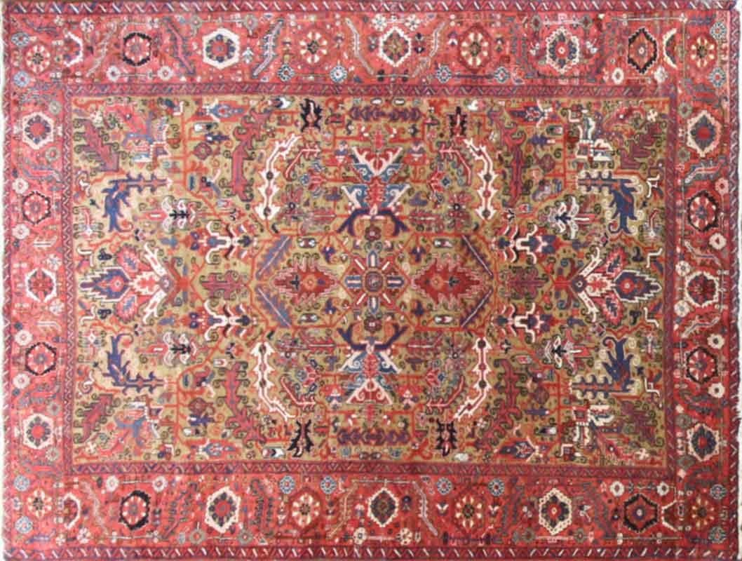 Persian Heriz carpet, in excellent condition with nice high fine pile, vegetable dyed.
Great color combination, ( there are not to many Persian heriz that available in these colors).
The design is geometric and popular for today's room