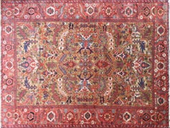 Persian Heriz, Olive Gold Background