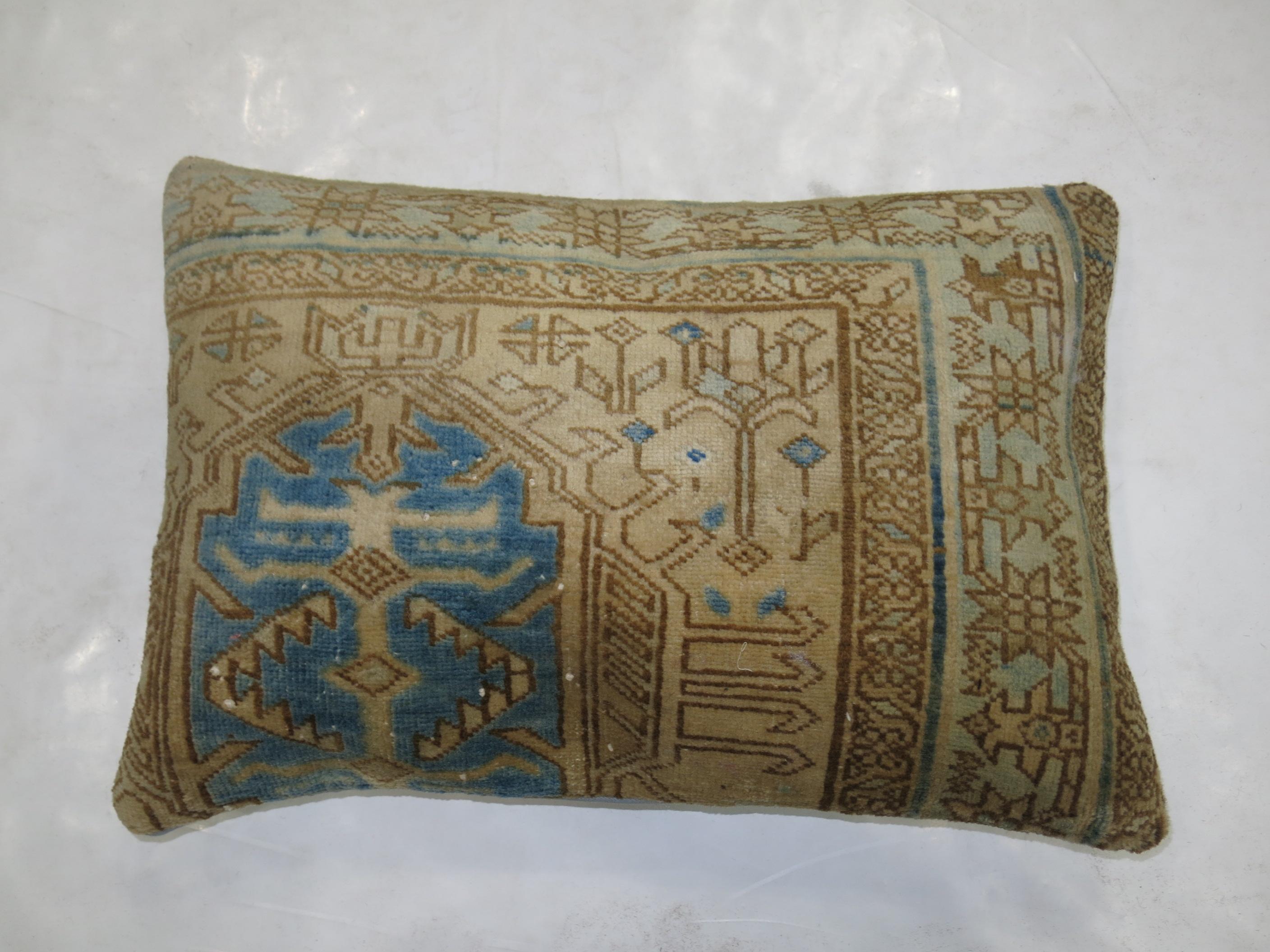 Hand-Woven Persian Heriz Lumbar Rug Pillow