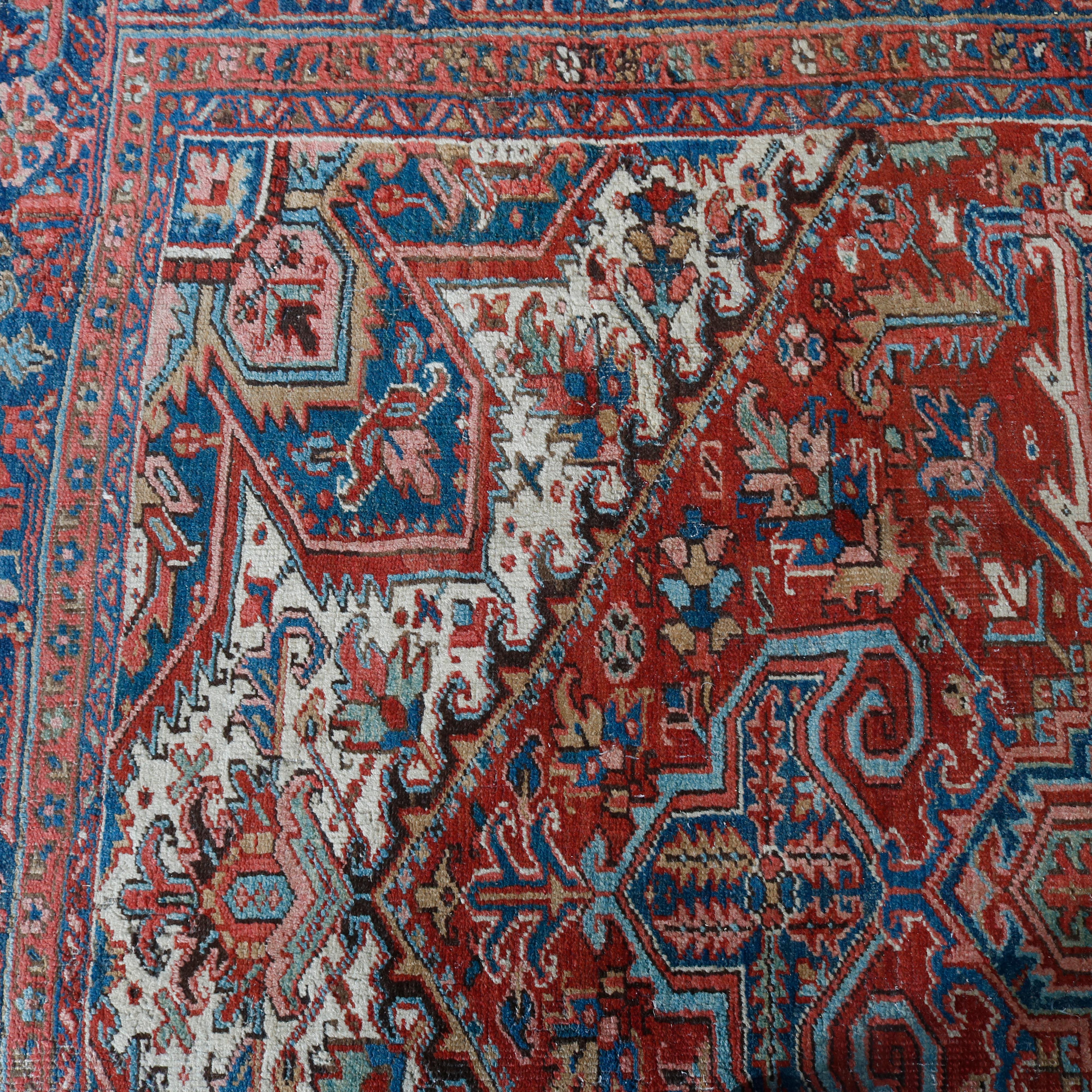 Persian Heriz Oriental Room Size Carpet, circa 1940 In Good Condition In Big Flats, NY