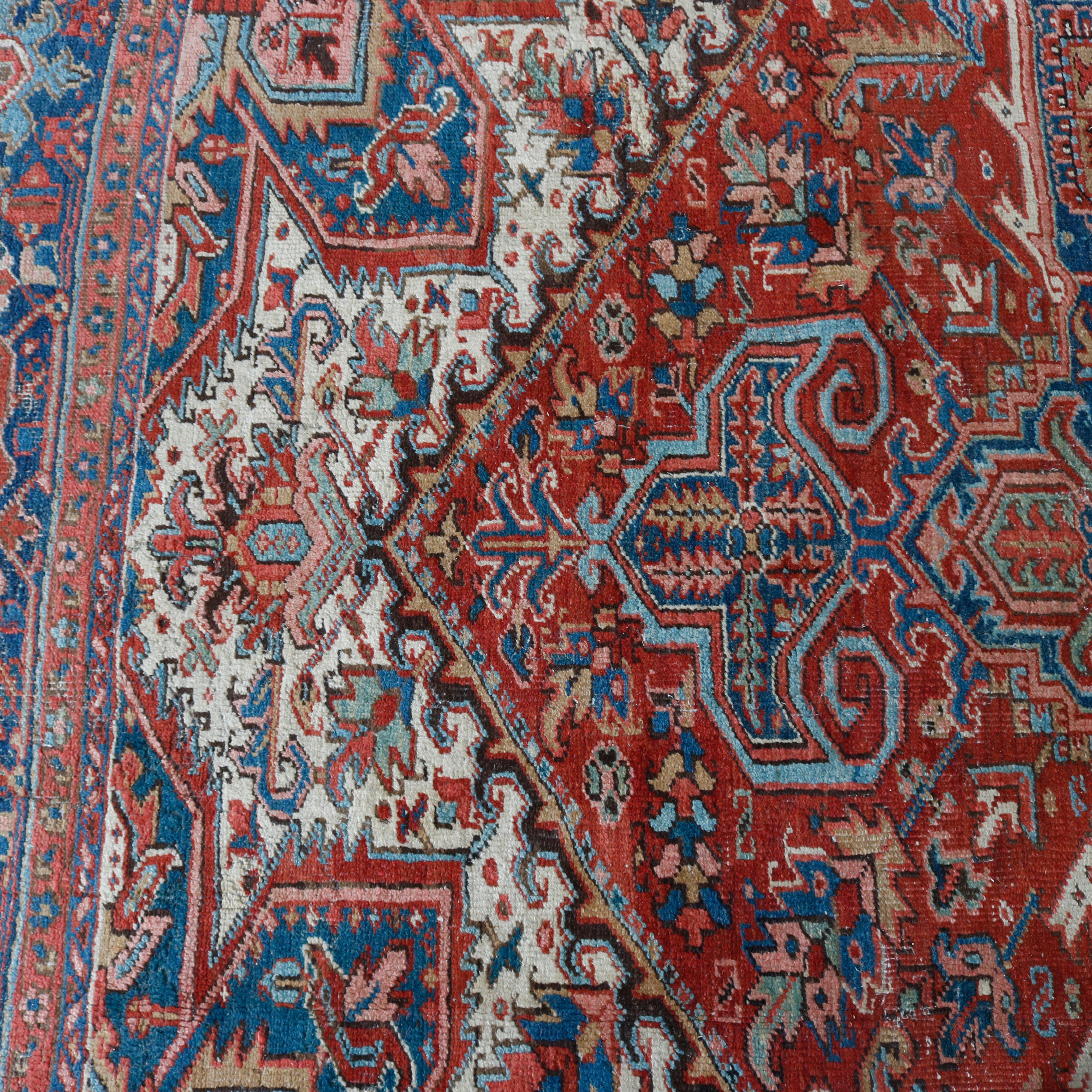 Wool Persian Heriz Oriental Room Size Carpet, circa 1940