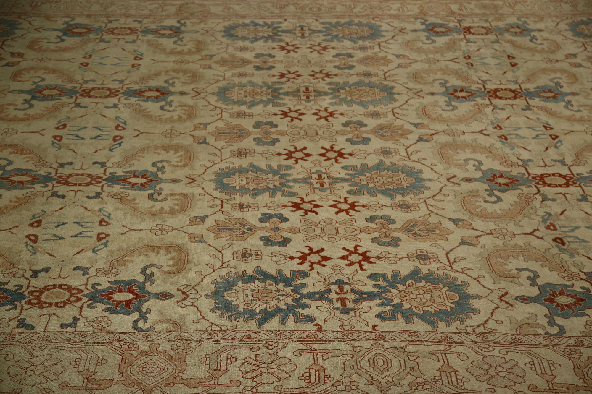 Persischer Heriz Over Size Teppich - Wolle Elfenbein Design - 96830 (20. Jahrhundert) im Angebot