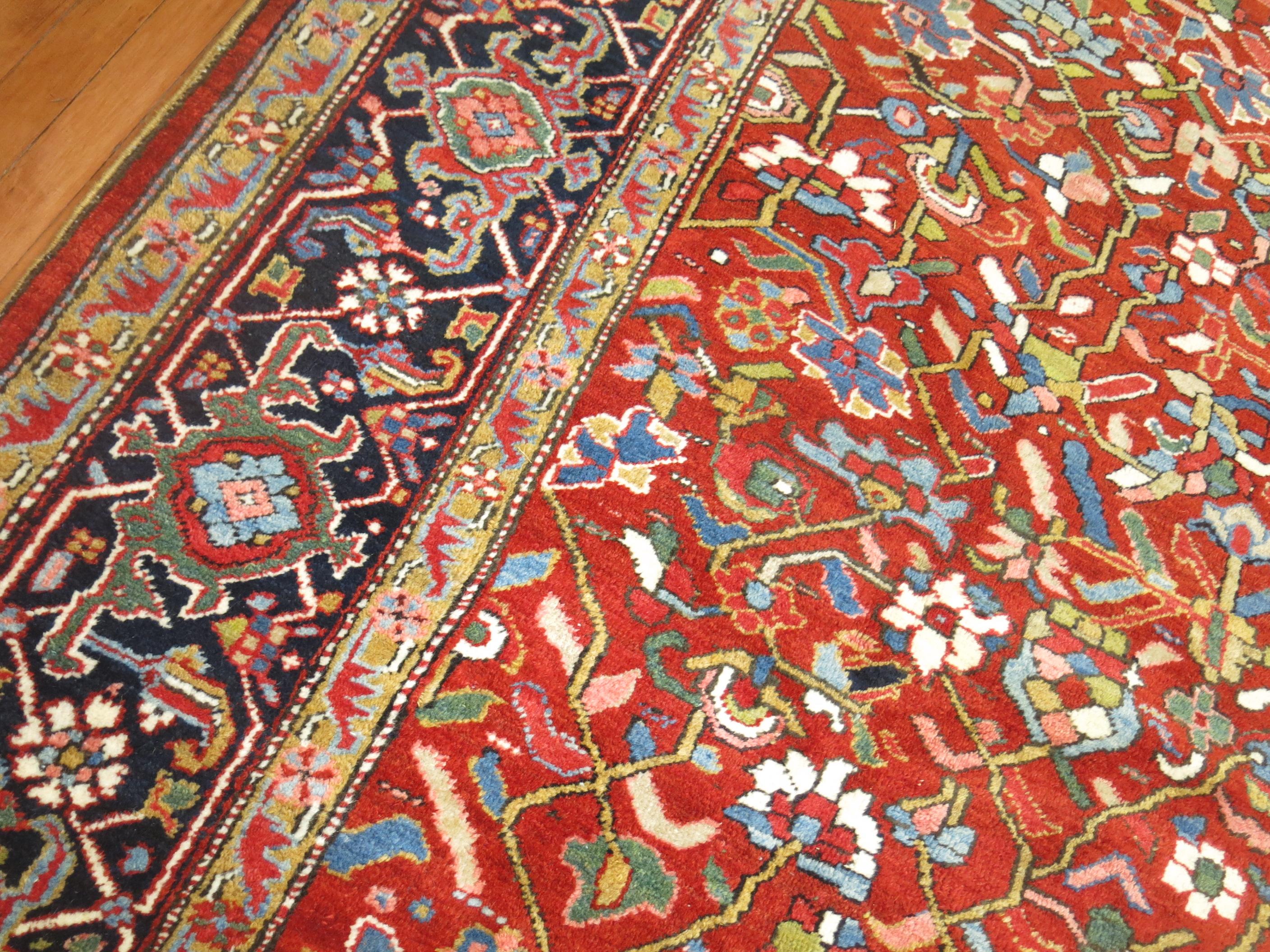 Wool Persian Heriz Room Size Antique Persian 20th Century Rug For Sale