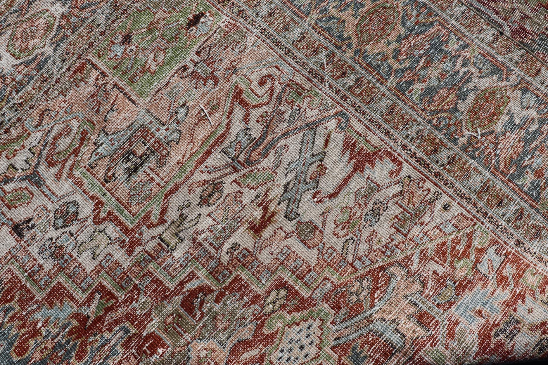 Persischer Heriz-Teppich in reichhaltiger Farbpalette und Medaillon-Design 8'10 x 11'1 im Angebot 1