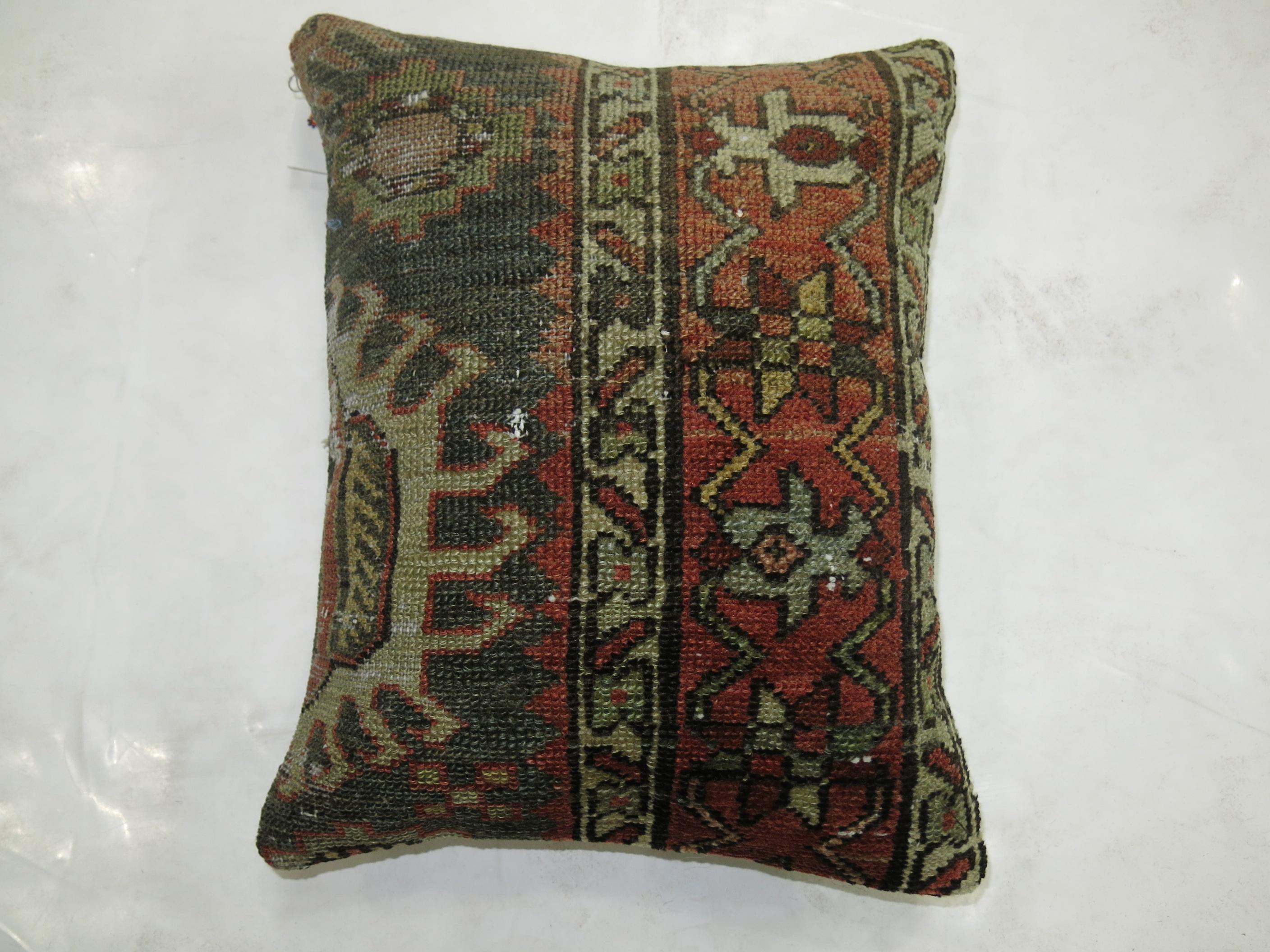 Serapi Persian Heriz Rug Pillow For Sale