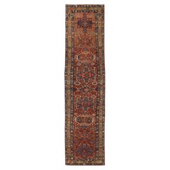 Persian Heriz Runner Rug - Wool Ivory Navy Blue Red 71141