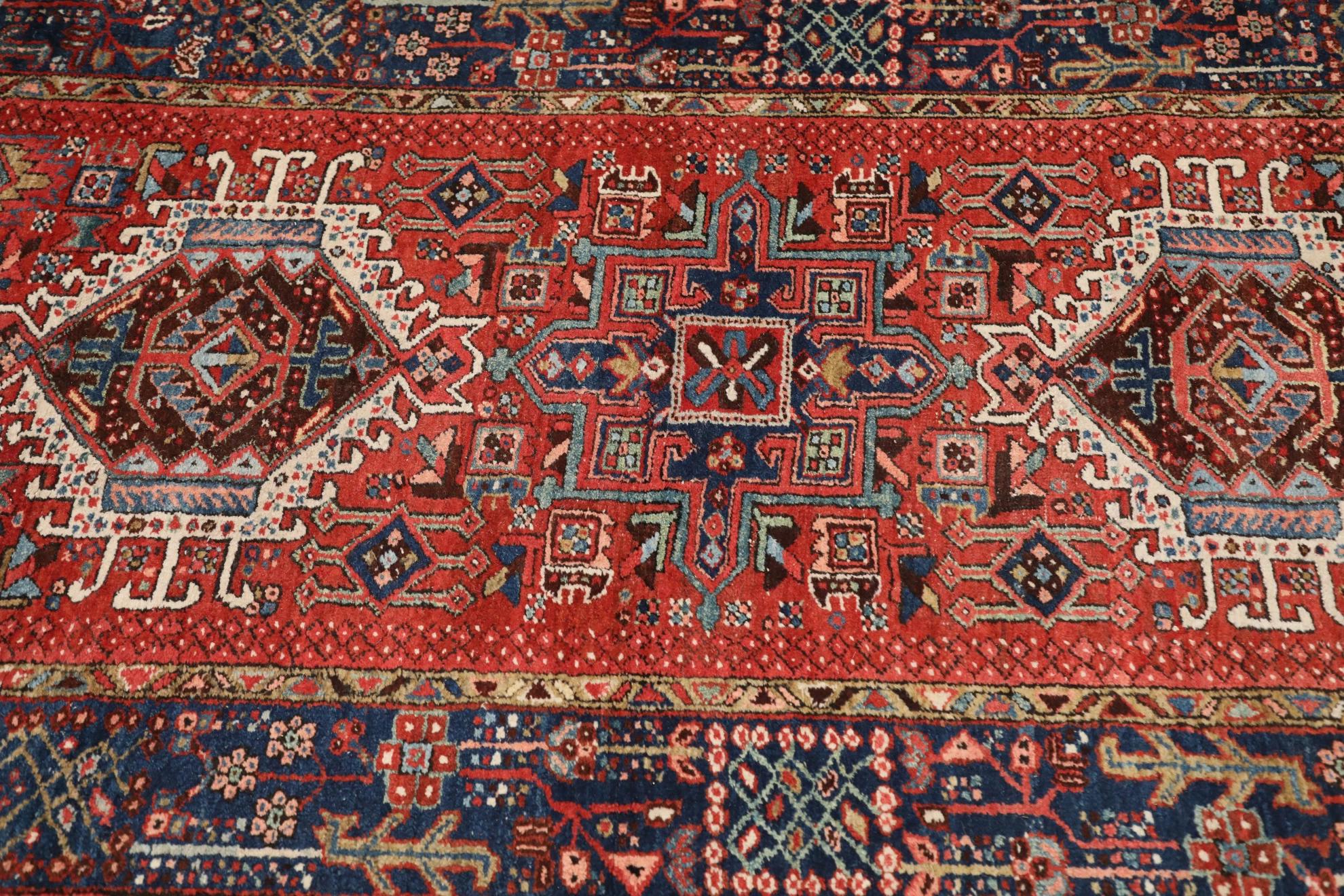 Alfombra Persa Heriz Circa 1910 - Lana Azul Marfil Azul Marino Rojo - 99586 Tribal en venta