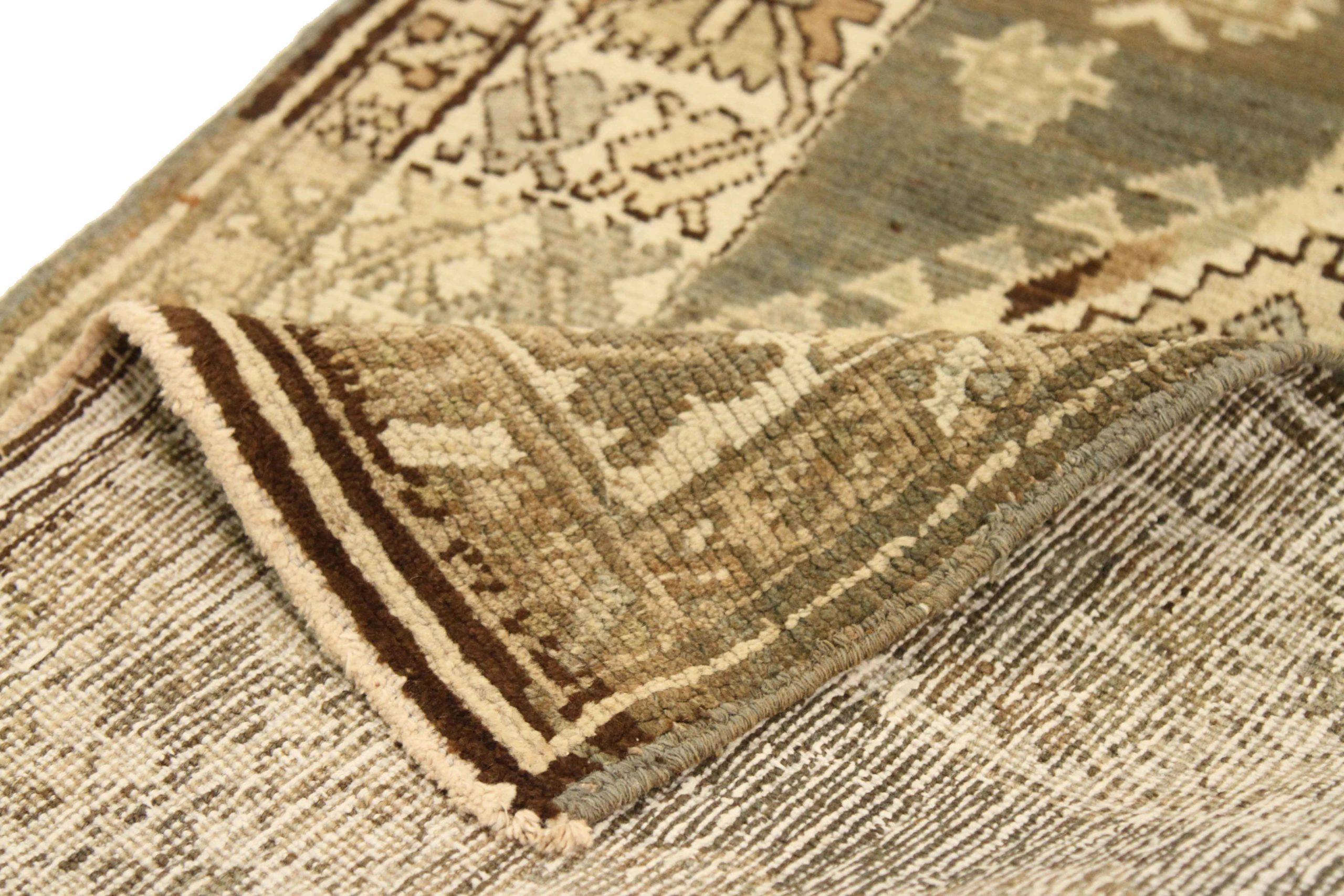 Persischer Heriz Läufer Teppich - Wolle Braun Elfenbein Design - 75835 (Irakisch) im Angebot