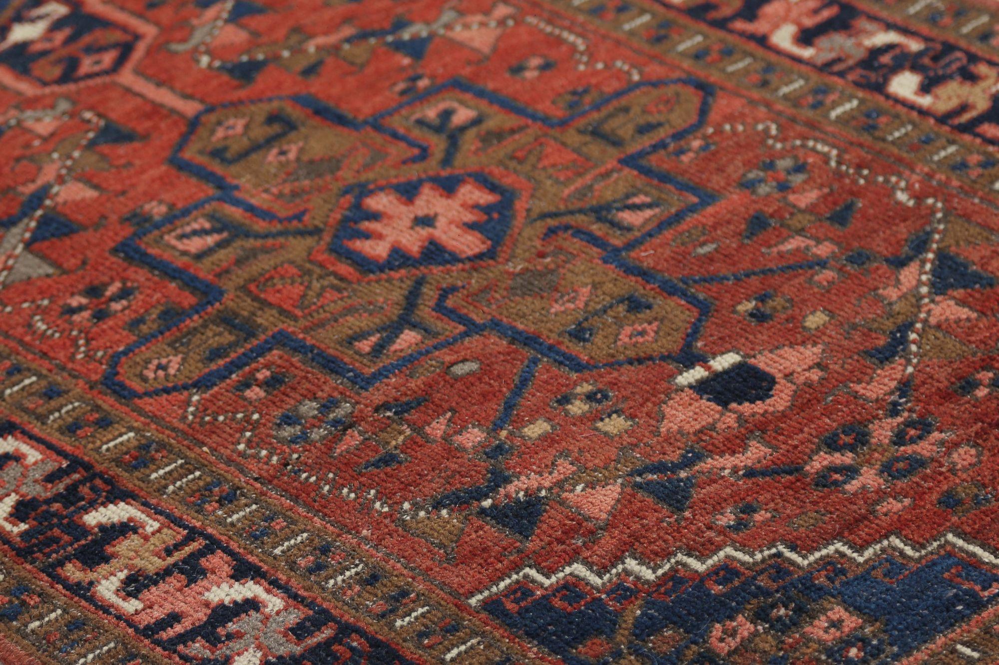 Iracheno Tappeto Persiano Heriz Runner - Lana Marrone Rosso Design - 97989 in vendita