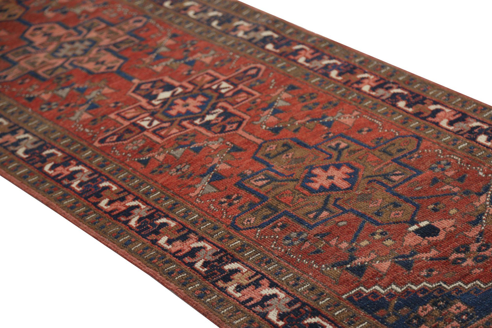Tappeto Persiano Heriz Runner - Lana Marrone Rosso Design - 97989 In condizioni ottime in vendita a Dallas, TX