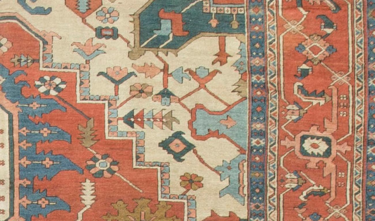 19th Century Persian Heriz Serapi Rug Carpet, circa 1890 For Sale