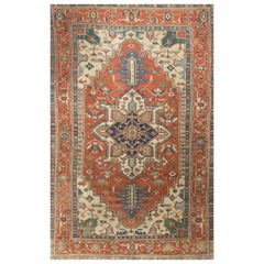 Persian Heriz Serapi Rug Carpet, circa 1890