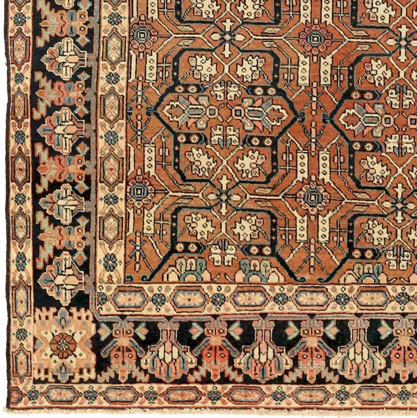 Alfombra Persa Heriz Pequeña - Lana Negro Marfil Rojo 71449 Asiático en venta
