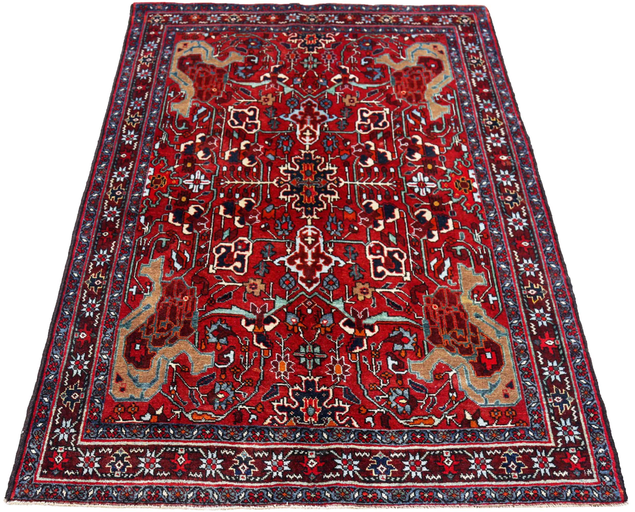 Descubre la elegancia de la Alfombra Persa Heriz Pequeña de Circa 1880. Diseñado con Lana y AzulMarfilRojo, este diseño exclusivo es perfecto para realzar tu espacio.