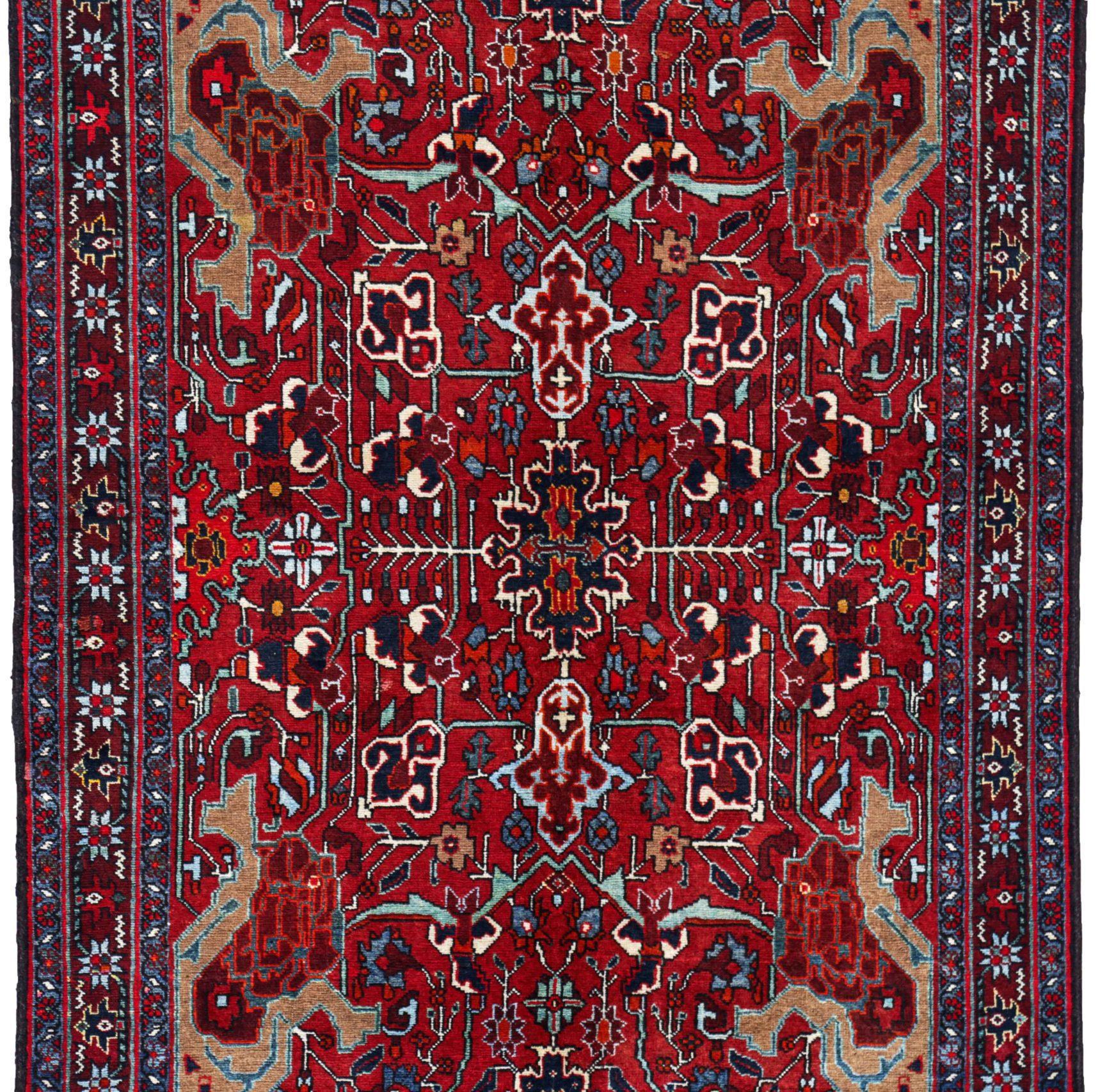 Alfombra Persa Heriz Small - Lana Azul Marfil Rojo Design - 91215 Asiático en venta