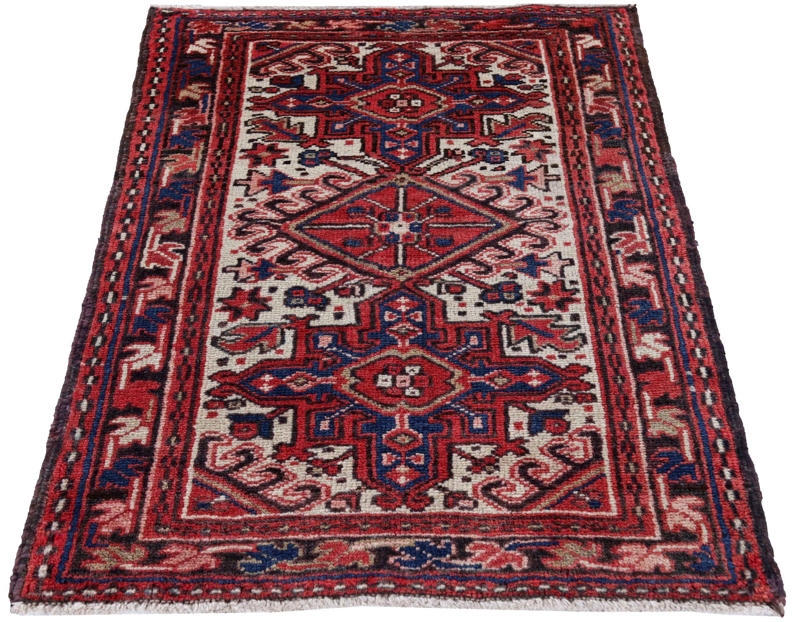 Discover the elegance of Persian Heriz featuring Small Rug in Circa 1880. Designed with Wool and BlueIvoryRed, this exclusive design is perfect for enhancing your space.