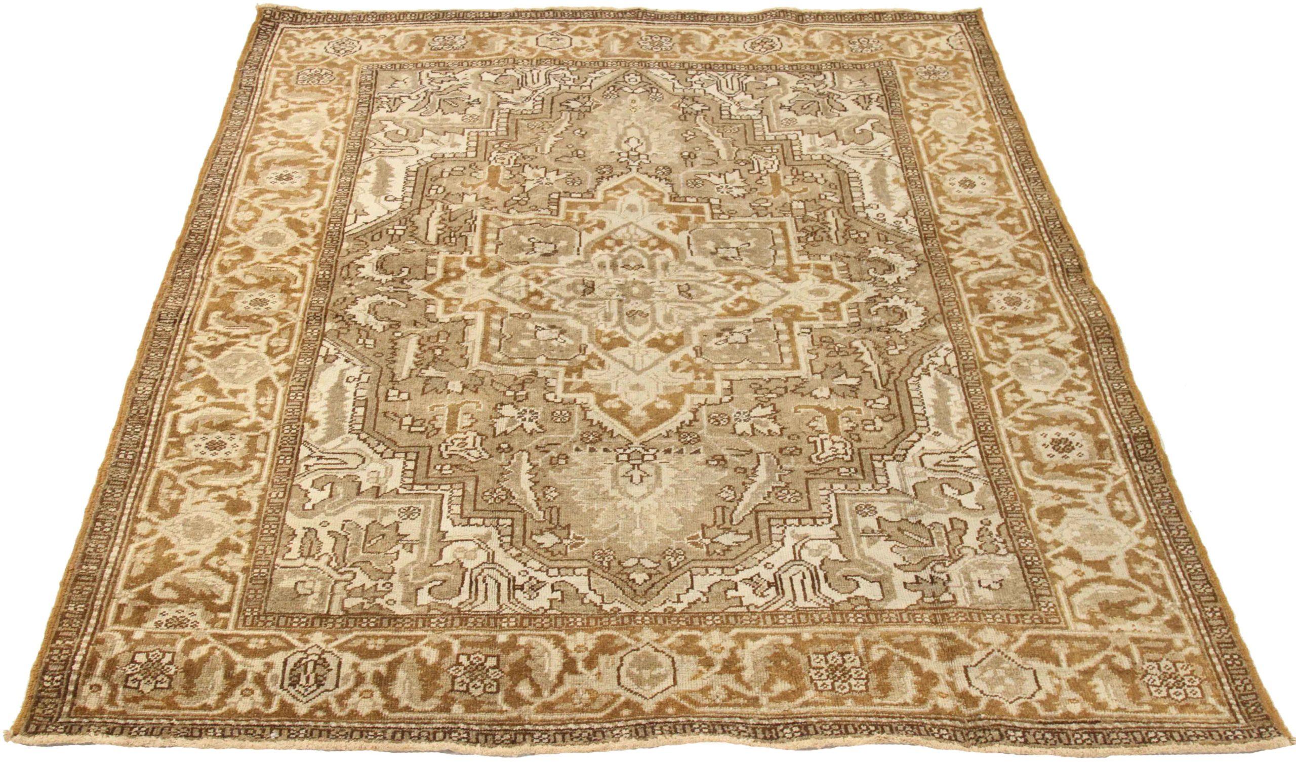 Discover the elegance of Persian Heriz featuring Small Rug in Circa 1880. Designed with Wool and BrownIvoryTaupe, this exclusive design is perfect for enhancing your space.