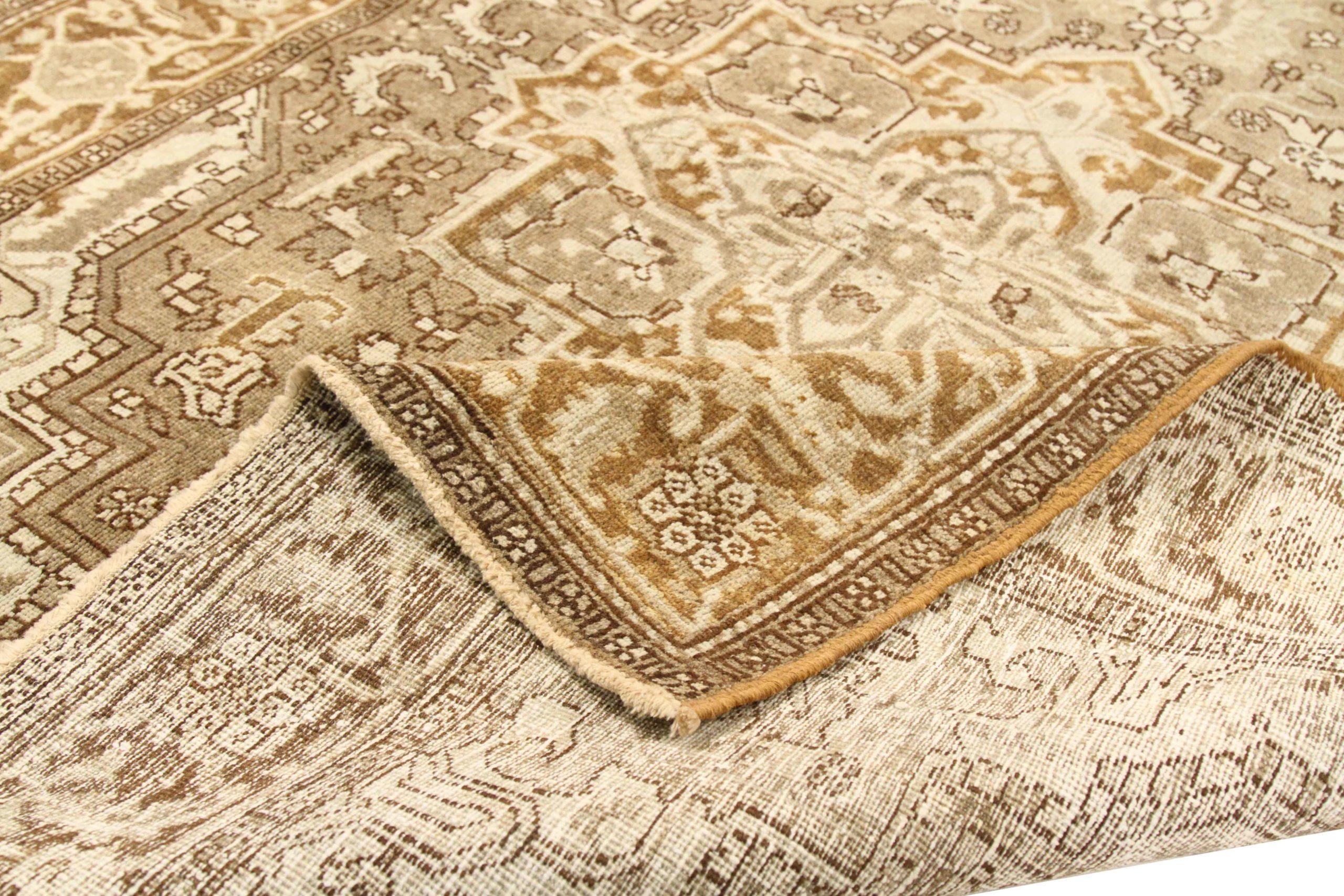 Persischer Heriz Small Teppich - Wolle Brown Elfenbein Taupe Design - 75689 (Asiatisch) im Angebot