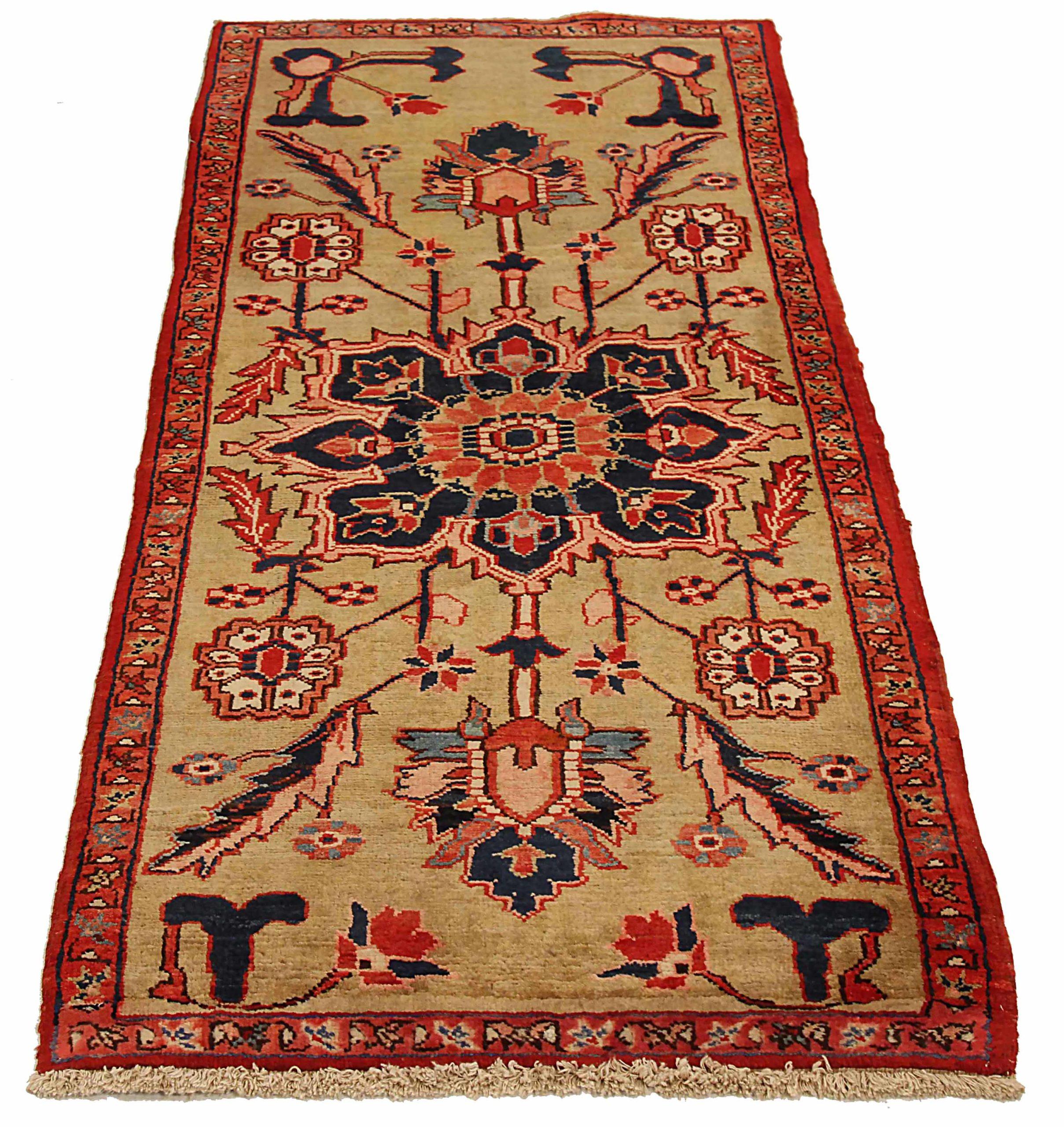 Discover the elegance of Persian Heriz featuring Small Rug in Circa 1880. Designed with Wool and Navy BlueRedYellow, this exclusive design is perfect for enhancing your space.