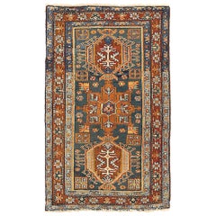 Petit tapis persan Heriz Circa 1910 - Laine Bleu Rouge Jaune 71170