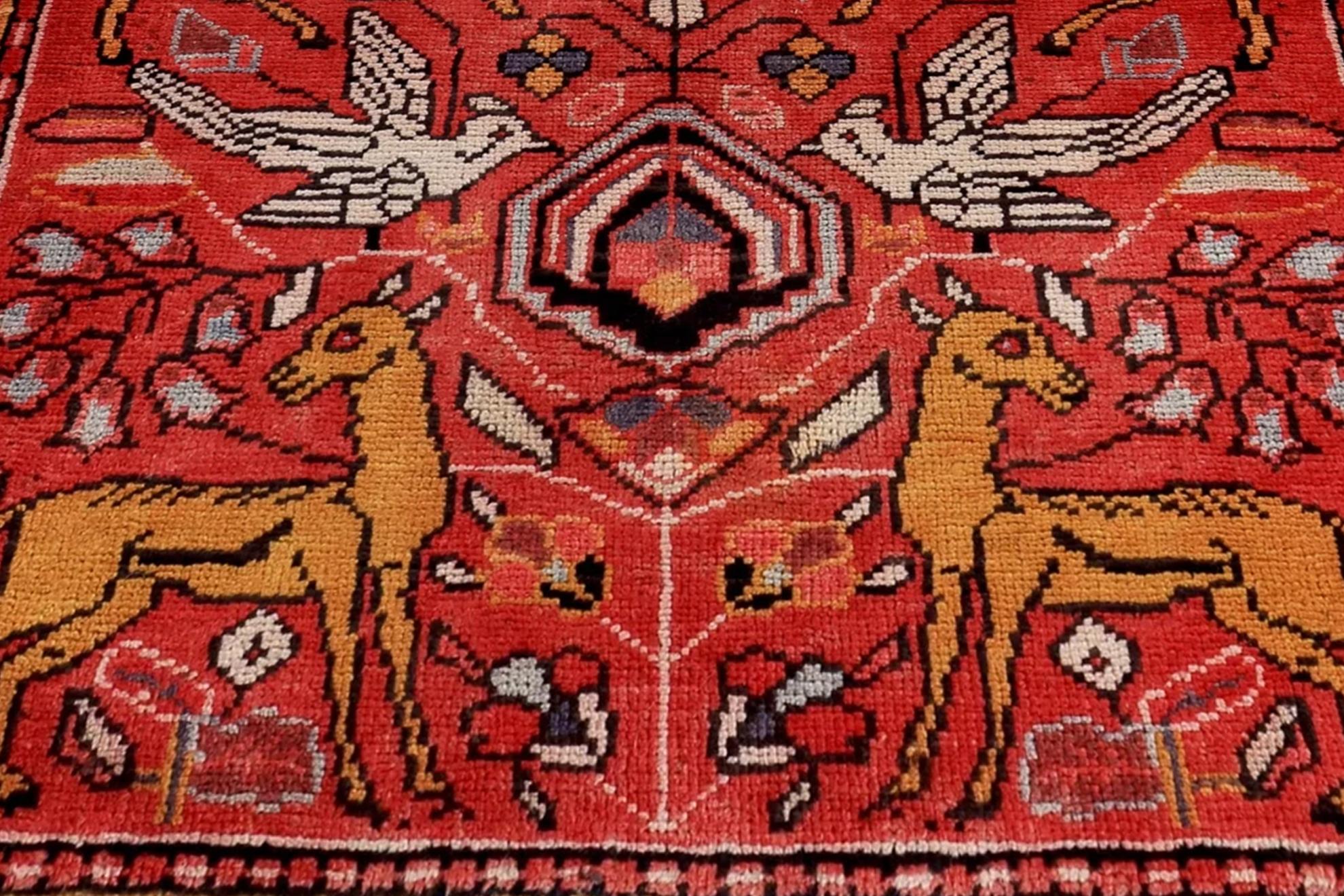 Alfombra Persa Heriz Small Design - Rojo Amarillo - 89673 Anudado a mano en venta