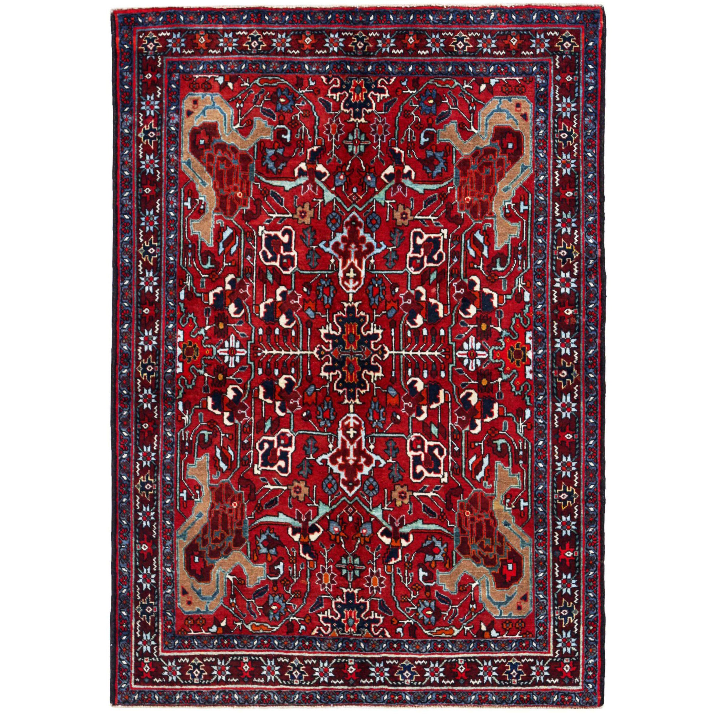Tappeto persiano Heriz Small - Lana Blu Avorio Rosso - 91215