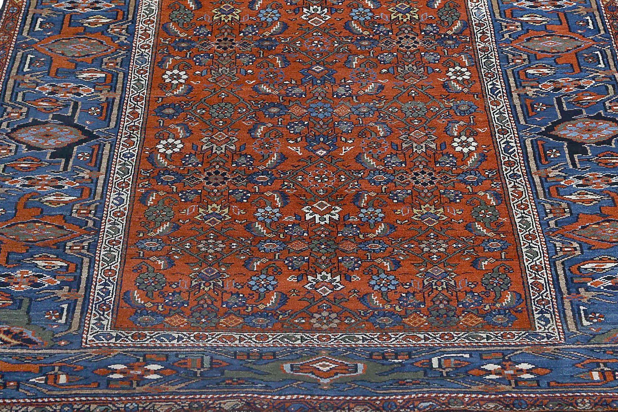 XX secolo Tappeto persiano Heriz Small - Lana Blu Rosso Design - 97159 in vendita
