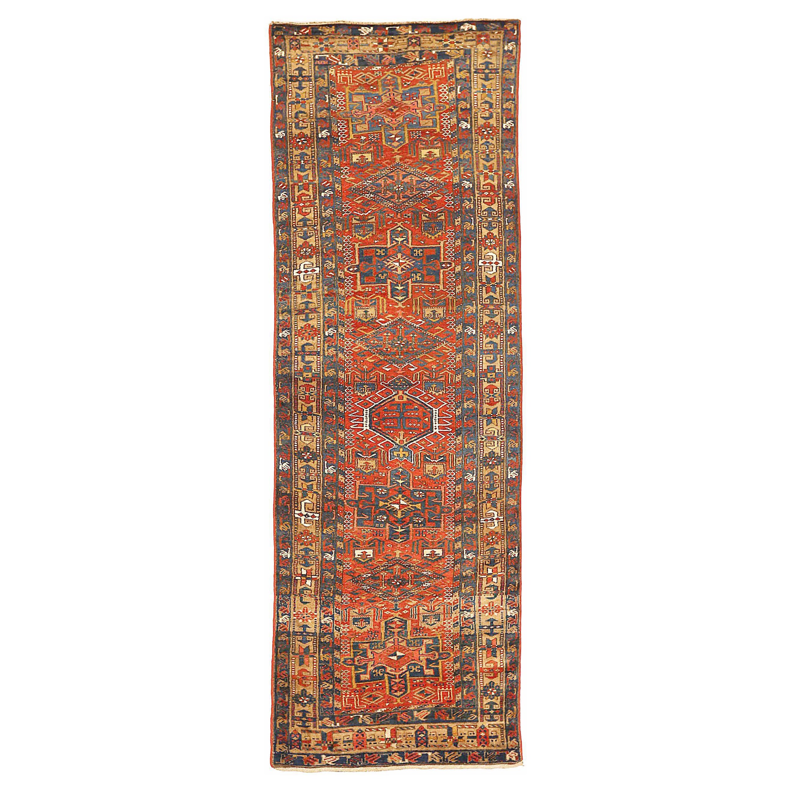 Persischer Heriz Kleiner Teppich - Wolle Blau Rot Gelb 73845