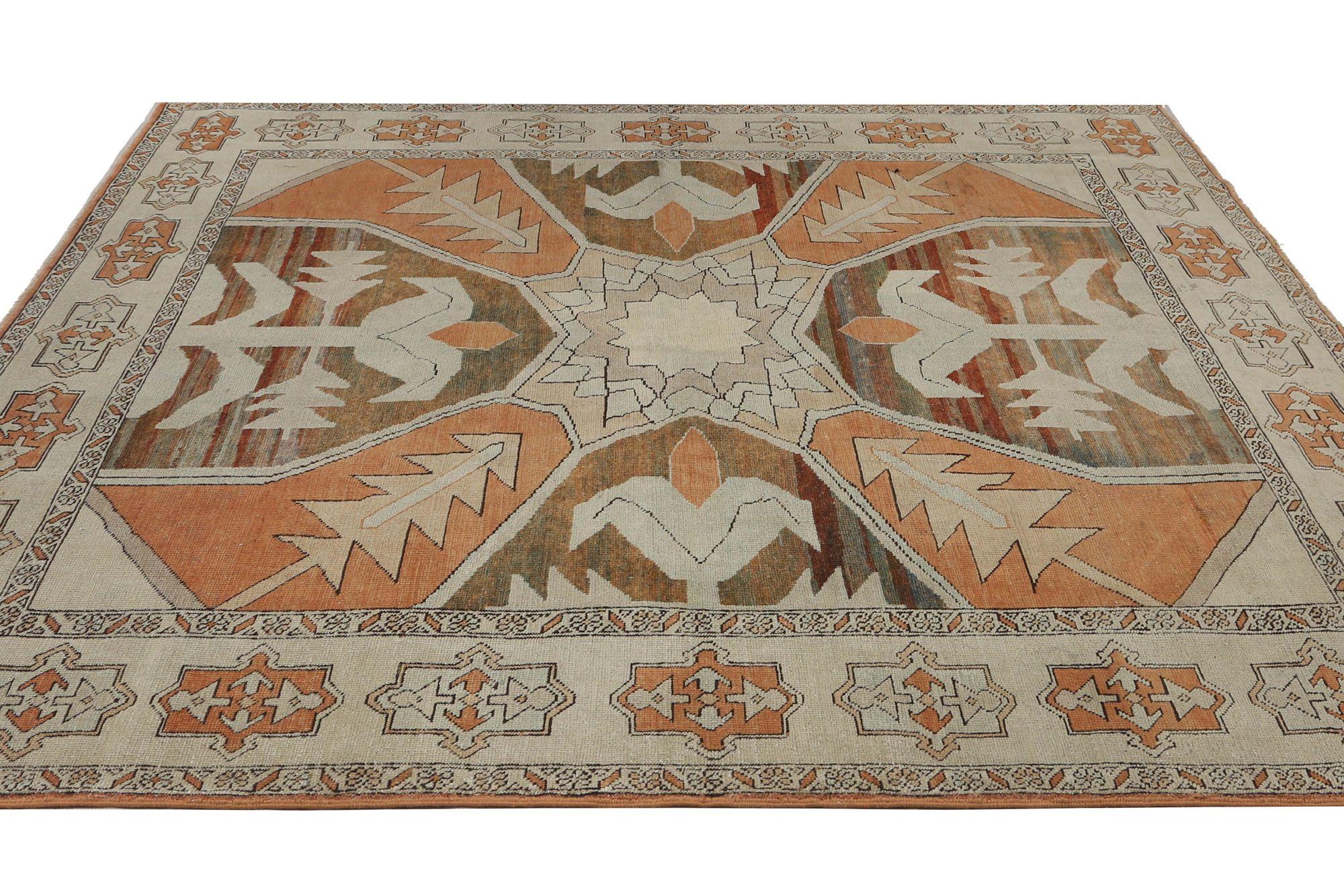 Tappeto persiano Heriz Small - Lana Marrone Avorio Arancione - 97151 In condizioni ottime in vendita a Dallas, TX