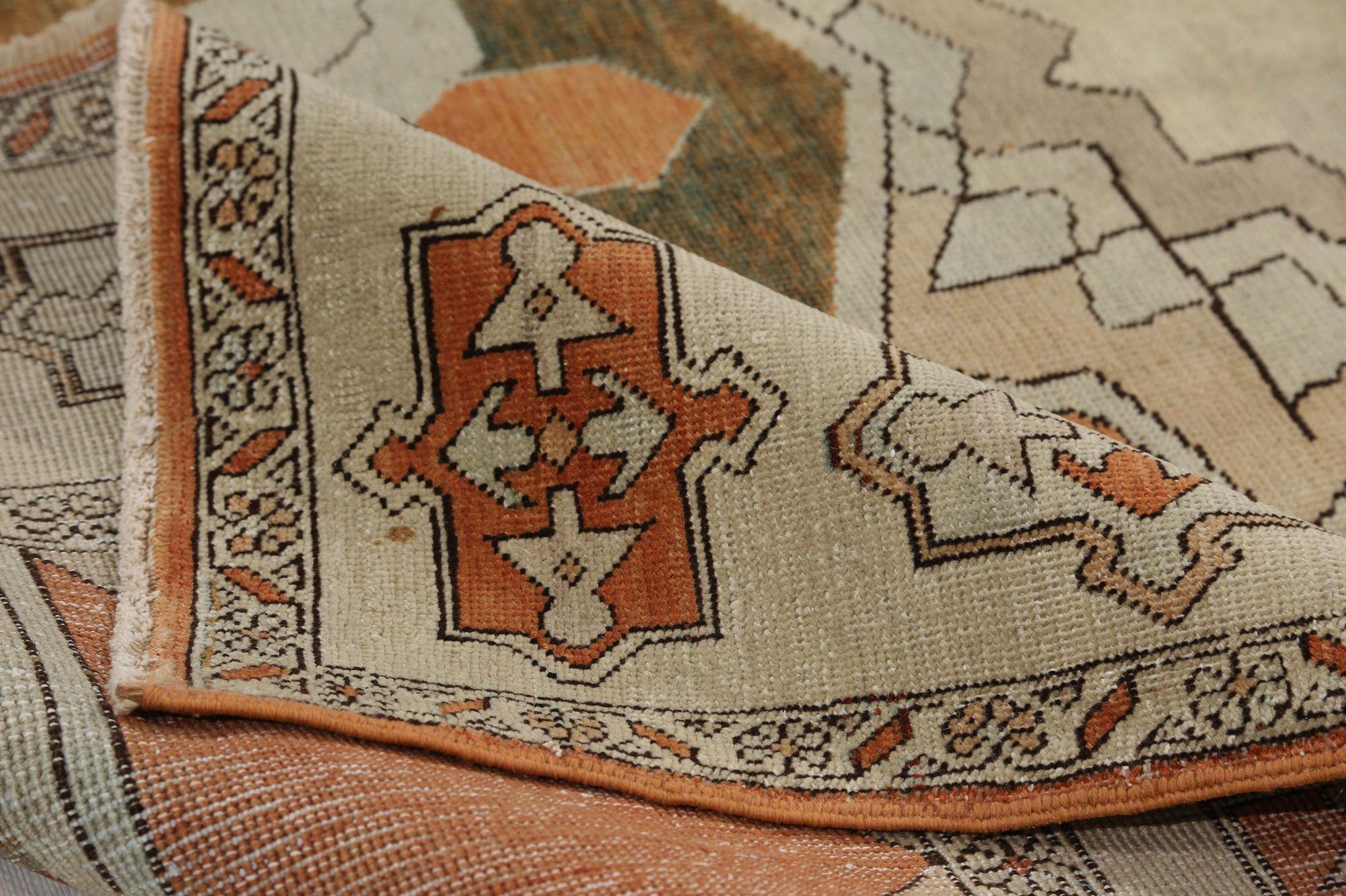 XX secolo Tappeto persiano Heriz Small - Lana Marrone Avorio Arancione - 97151 in vendita