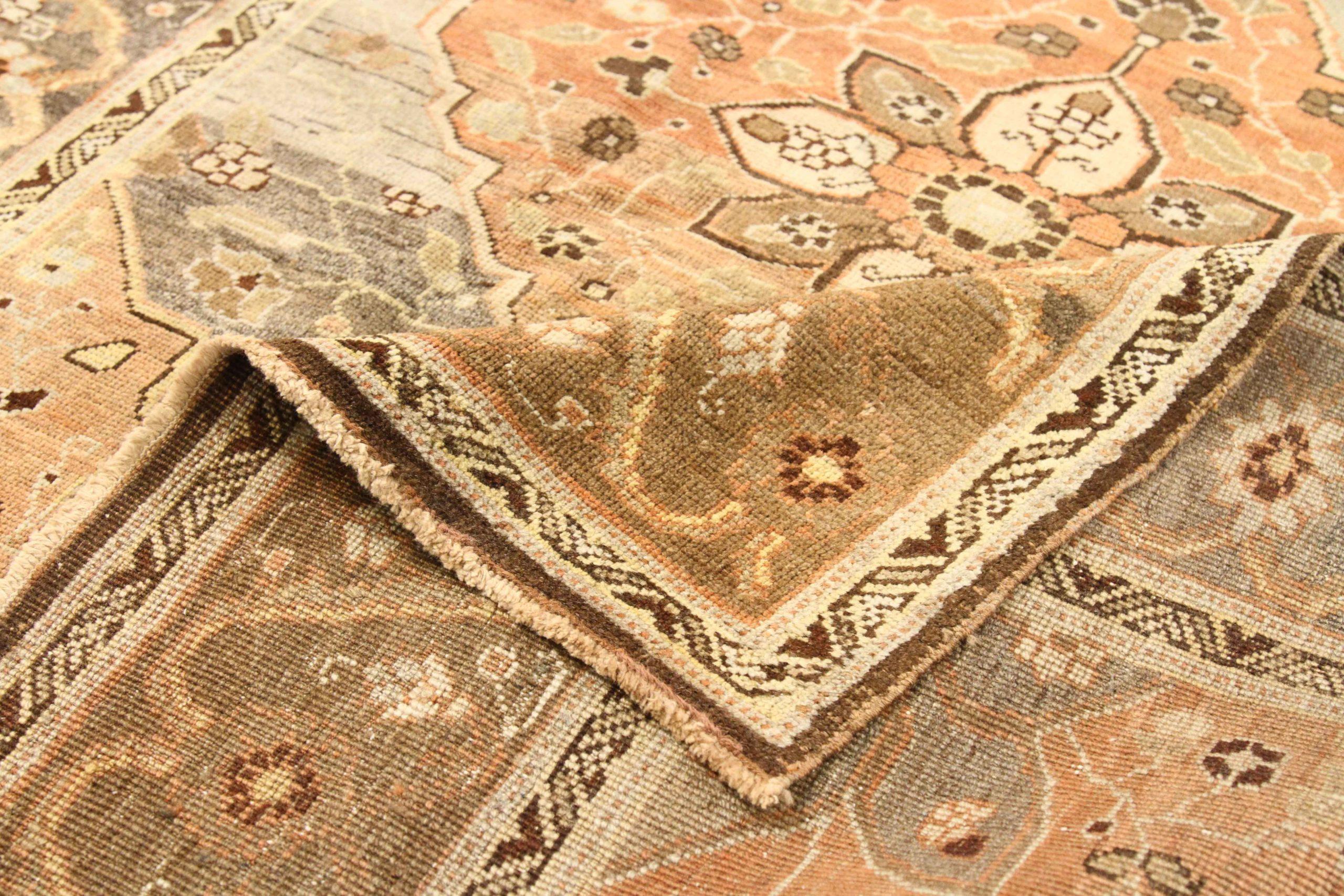 Alfombra Persa Heriz Small - Lana Marrón Marfil Naranja Rosa Design - 75841 Iraquí en venta