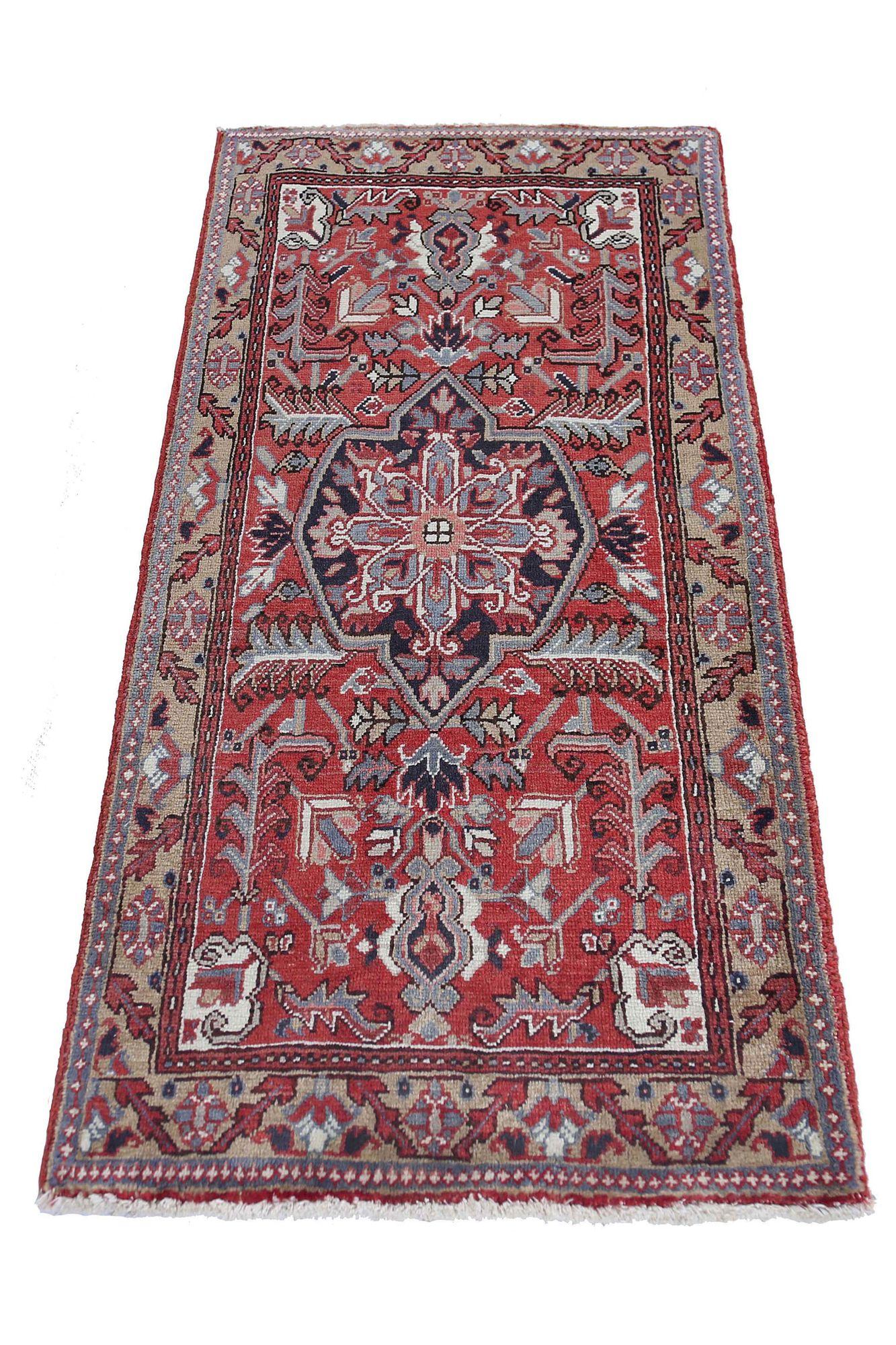 Persischer Heriz Kleiner Teppich - Wolle Rot Design - 96652 (Irakisch) im Angebot