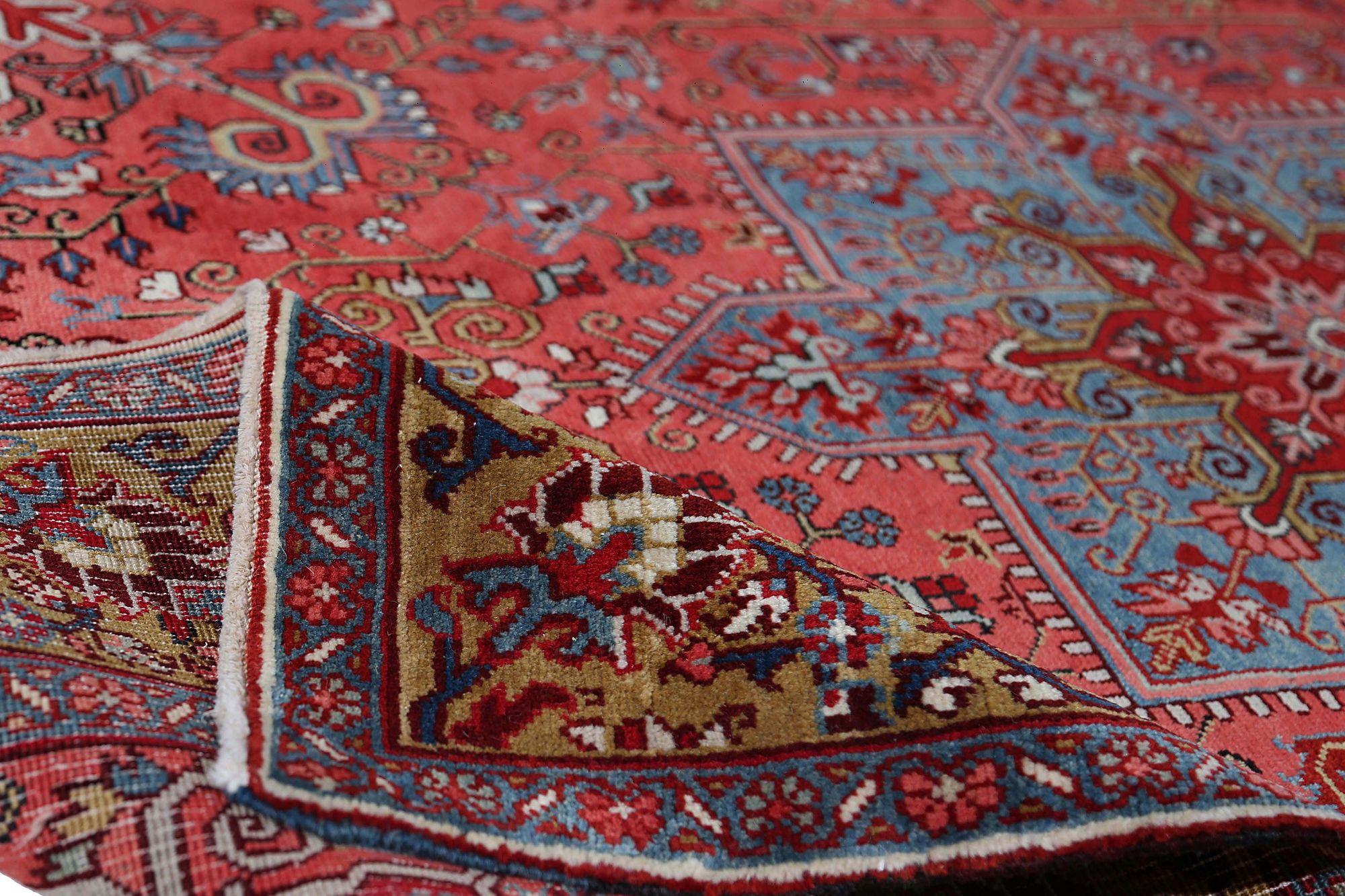 Persischer Heriz Kleiner Teppich - Wolle Rot Design - 97147 (20. Jahrhundert) im Angebot
