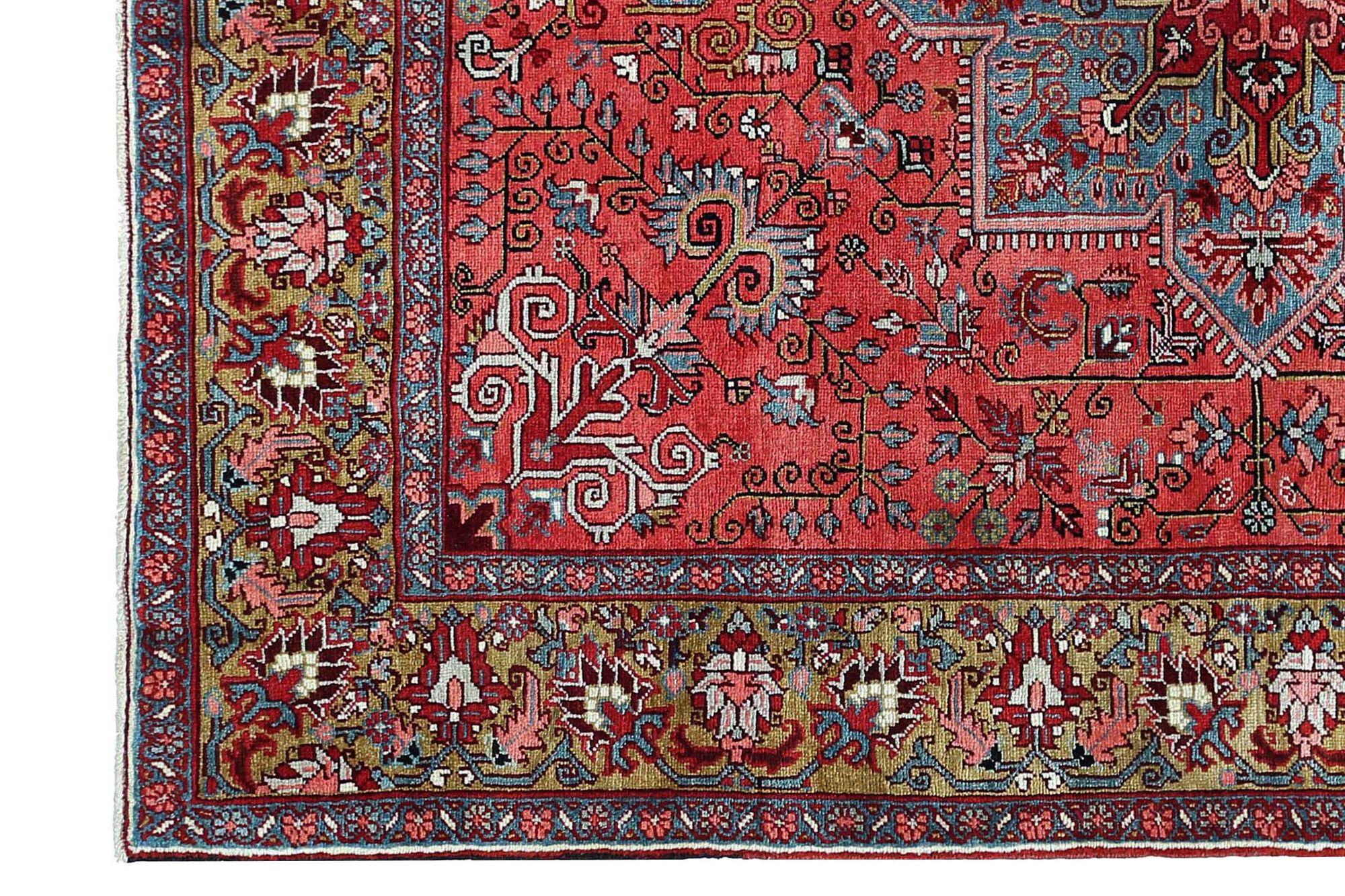 Persischer Heriz Kleiner Teppich - Wolle Rot Design - 97431 (Irakisch) im Angebot
