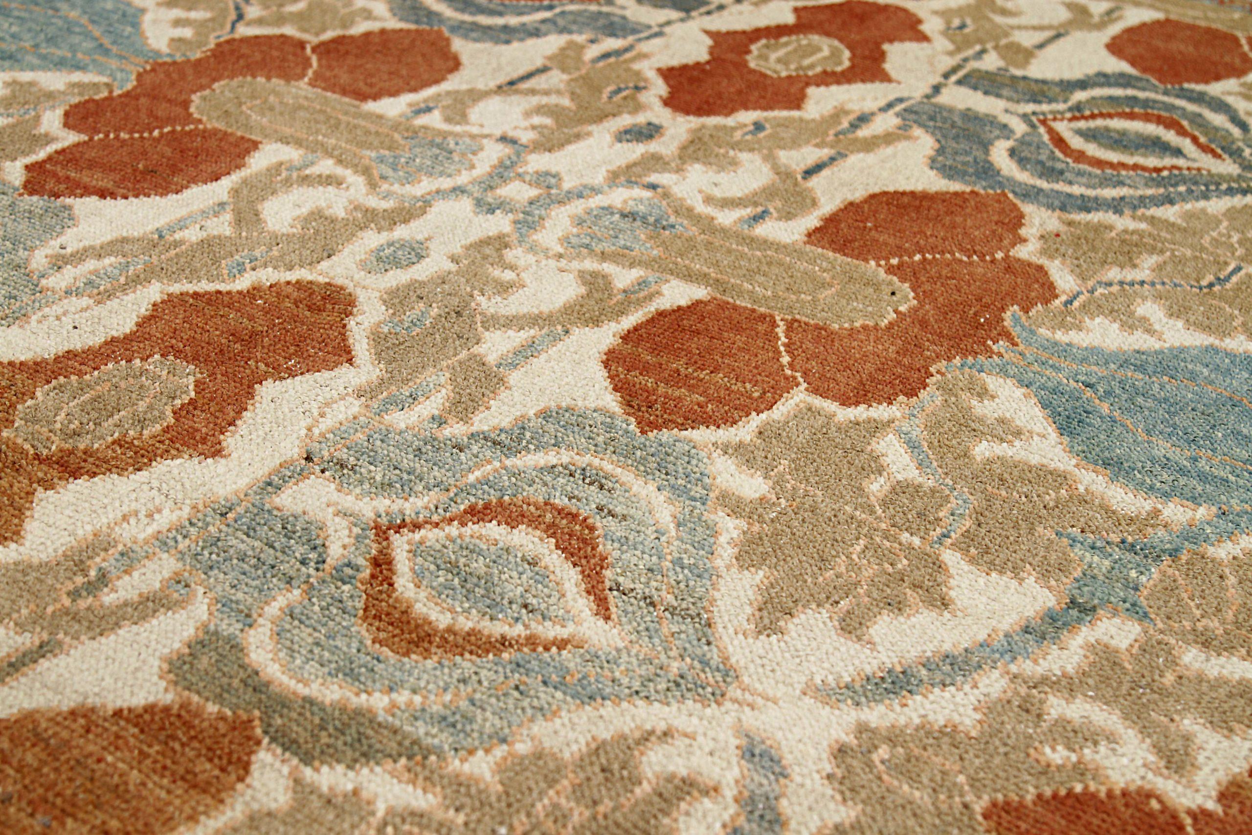 Alfombras Persas Heriz Cuadradas Circa 1990 - Lana Azul Marfil Rojo Diseño - 89931 Asiático en venta