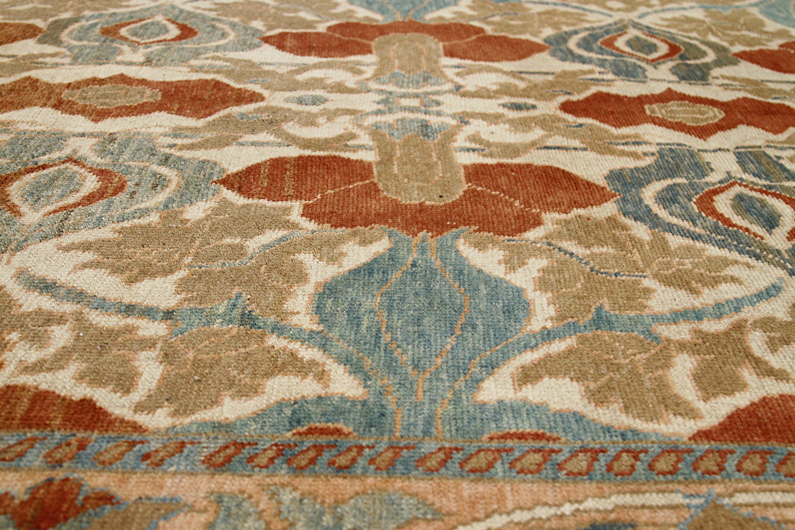 Alfombras Persas Heriz Cuadradas Circa 1990 - Lana Azul Marfil Rojo Diseño - 89931 en Excelente estado para la venta en Dallas, TX